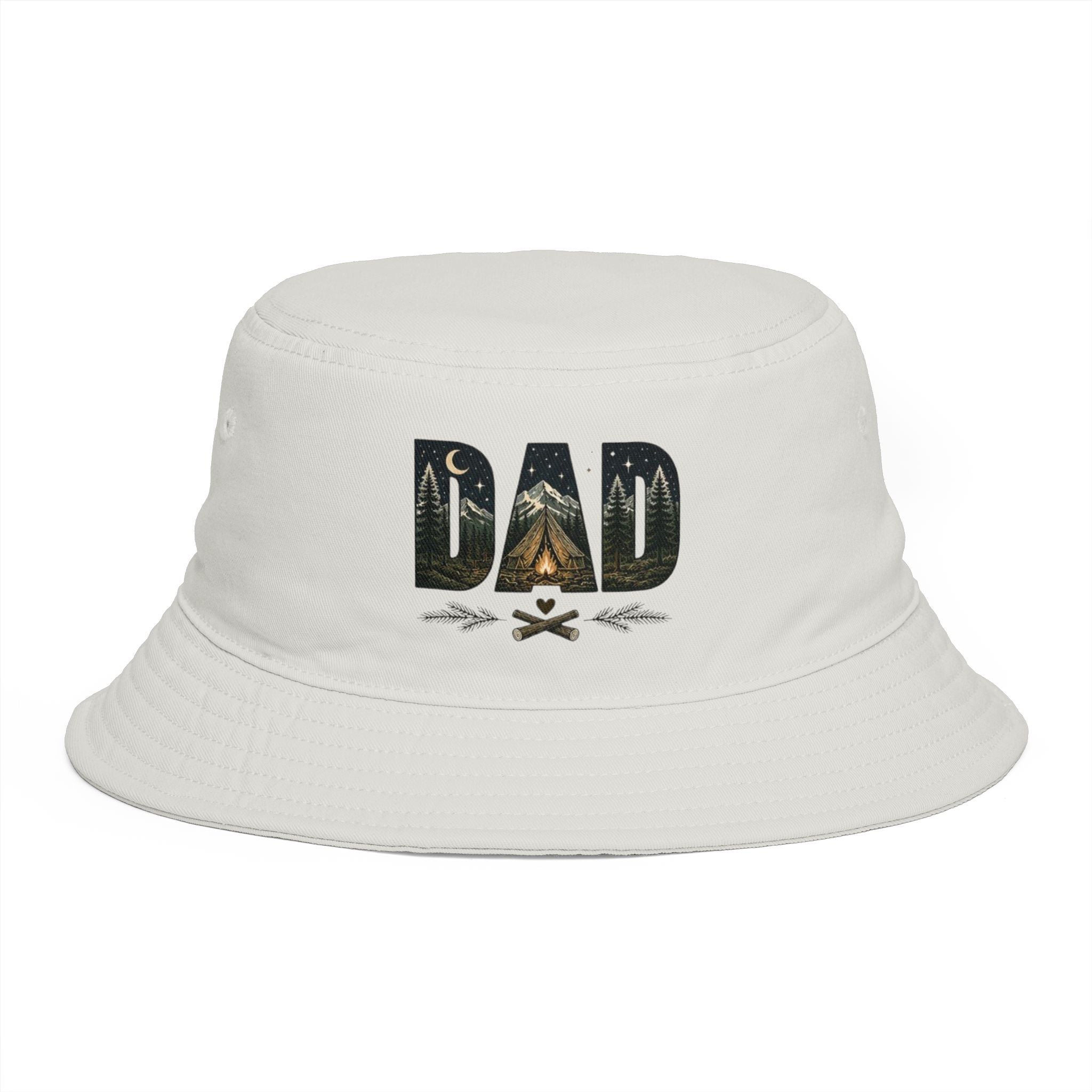 Dad Camping Bucket Hat | Outdoor Tent & Campfire Design