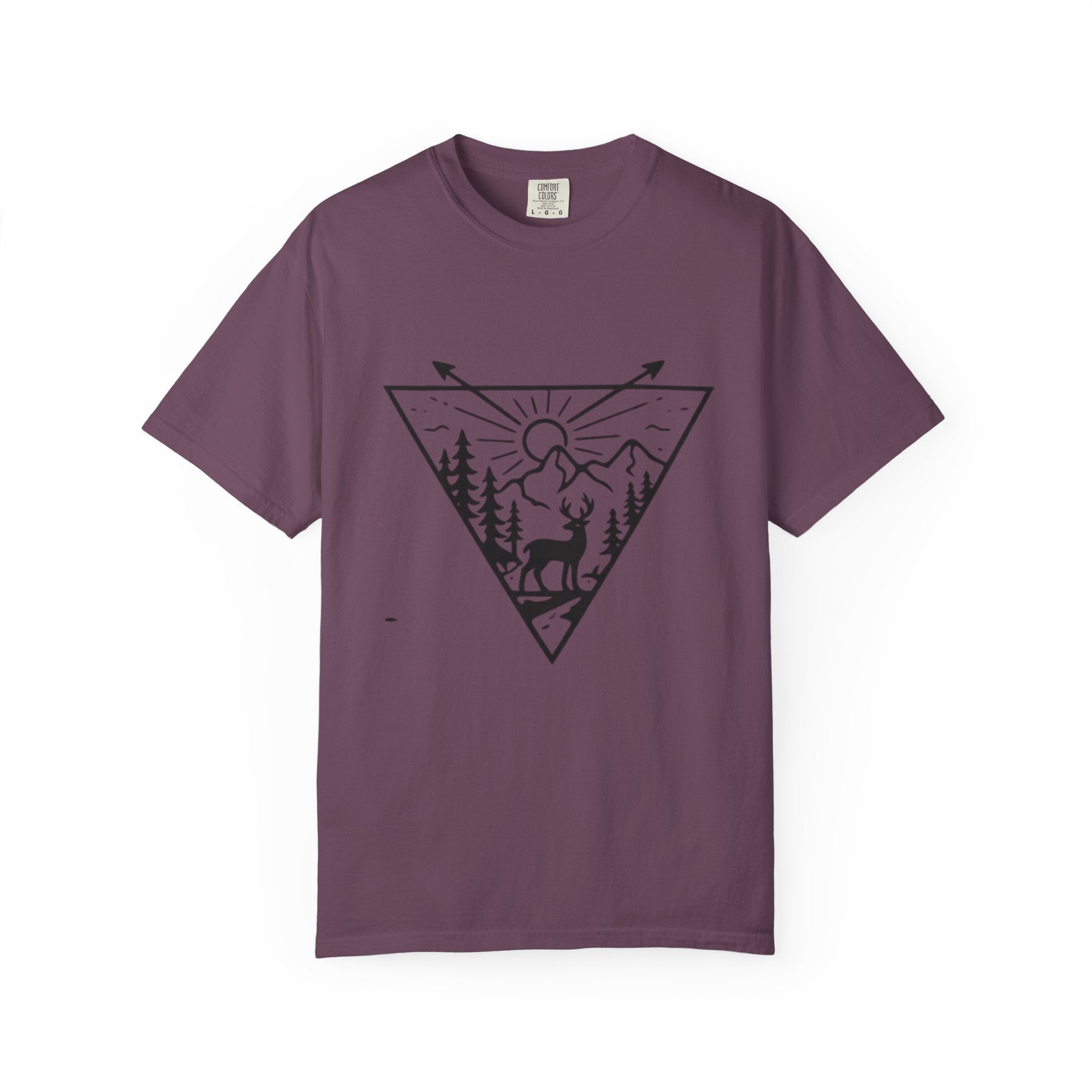 Adventure Deer Mountain T-Shirt | Outdoor Nature Triangle Design