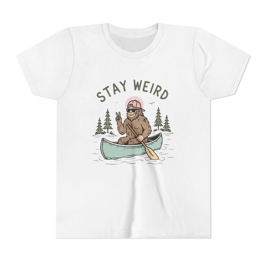 Youth T-Shirt | "Stay Weird" Canoe Bigfoot Graphic Tee