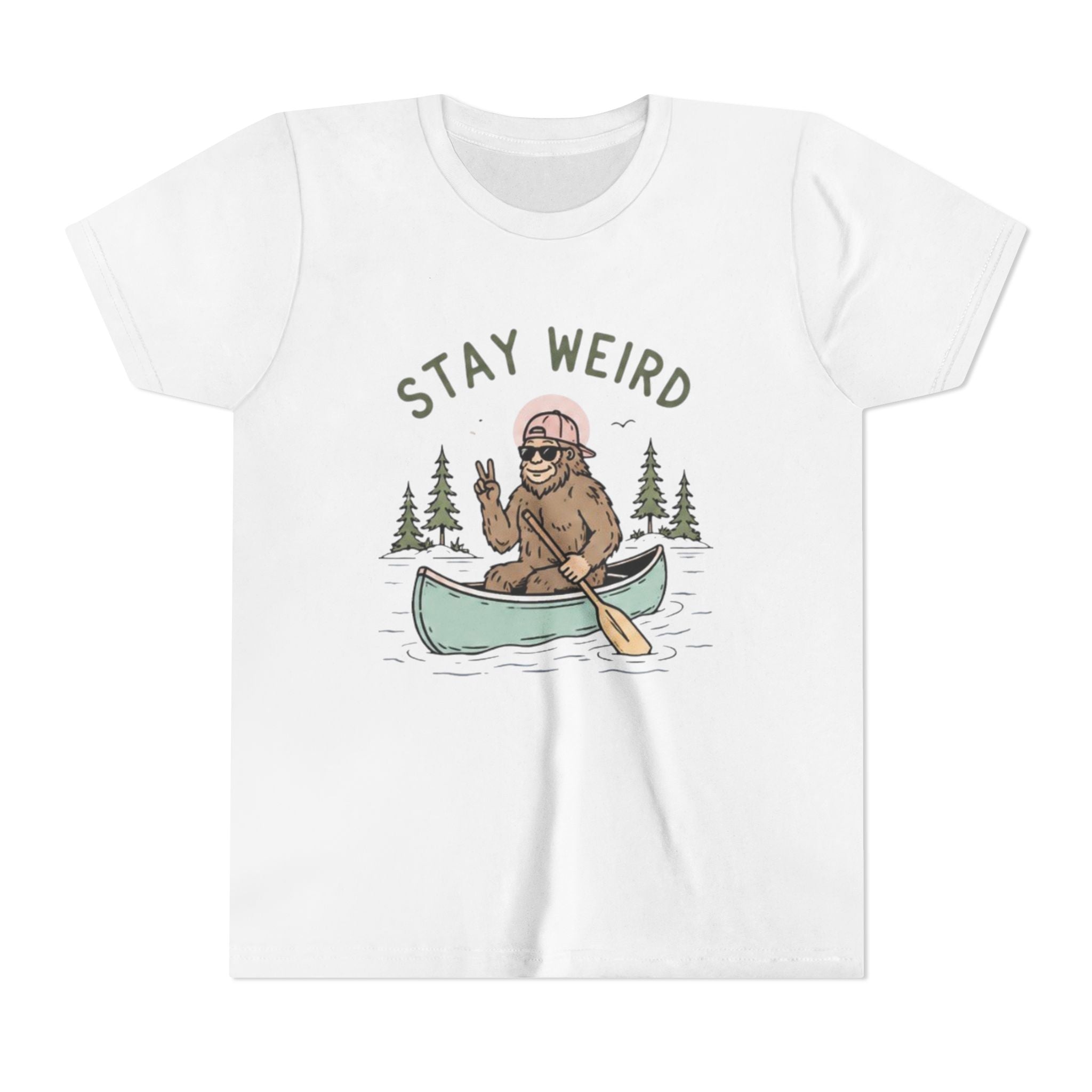 Youth T-Shirt | "Stay Weird" Canoe Bigfoot Graphic Tee