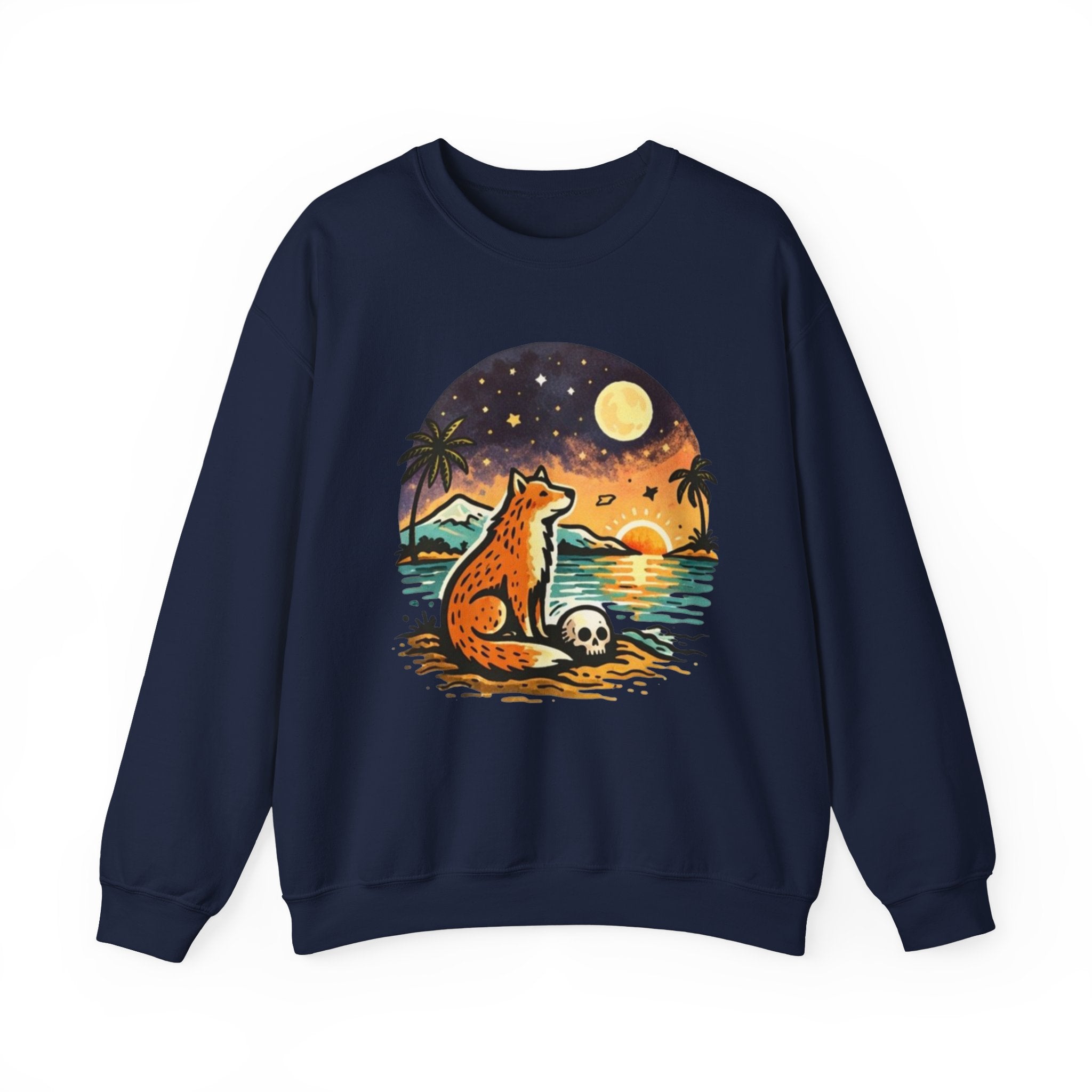 Crewneck Sweatshirt | Sunset Fox Beach Scene Graphic