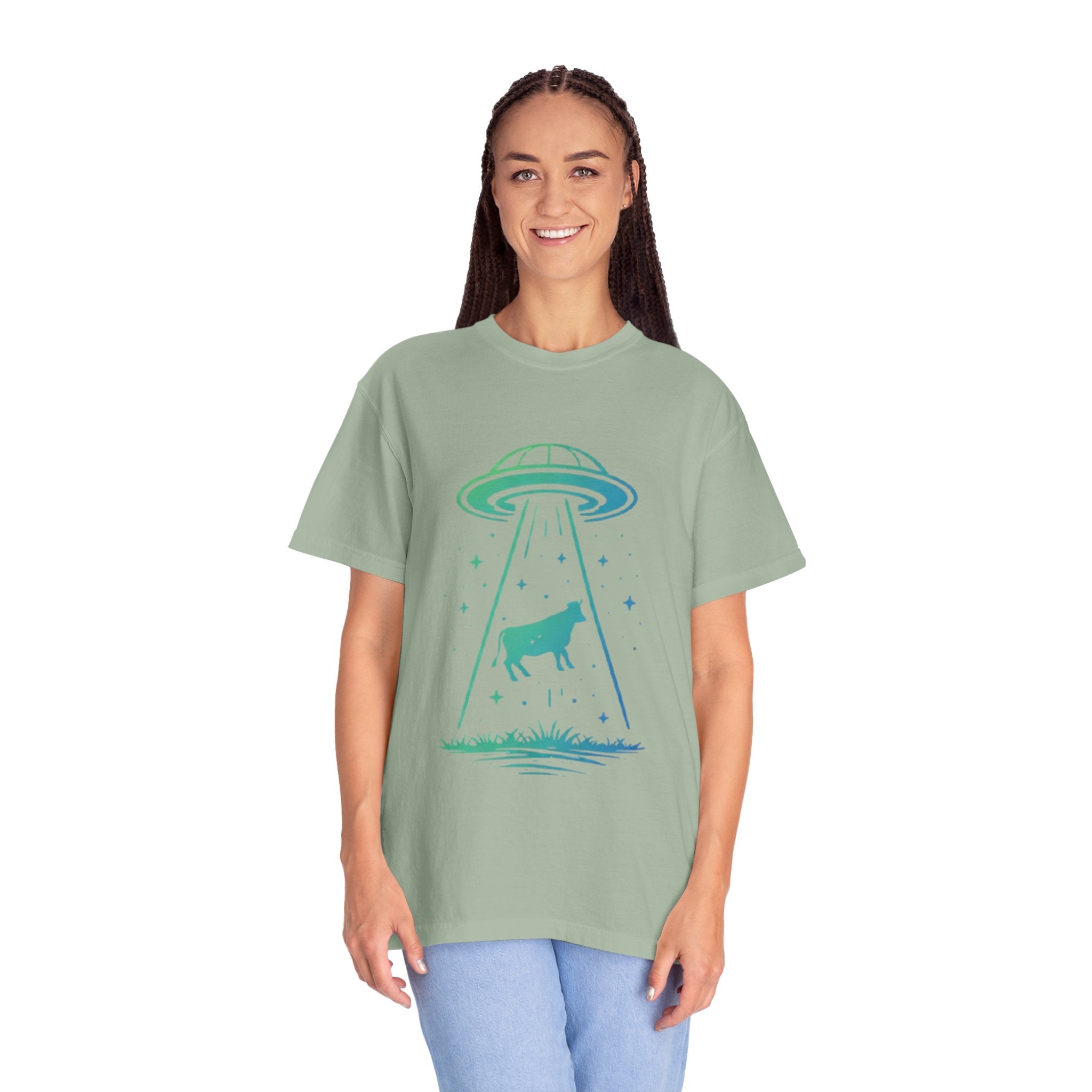 Cow Abduction UFO T-Shirt | Alien Cow Beam Graphic Tee