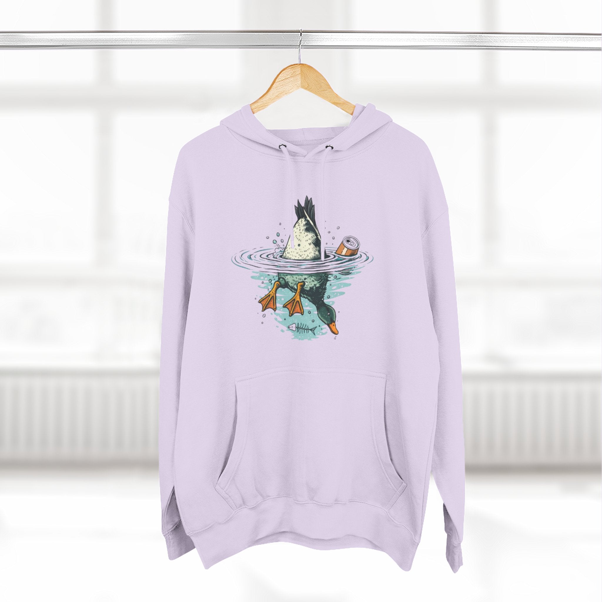 Bottoms Up Duck Fleece Hoodie | Beer Can Graphic Three Panel Pullover