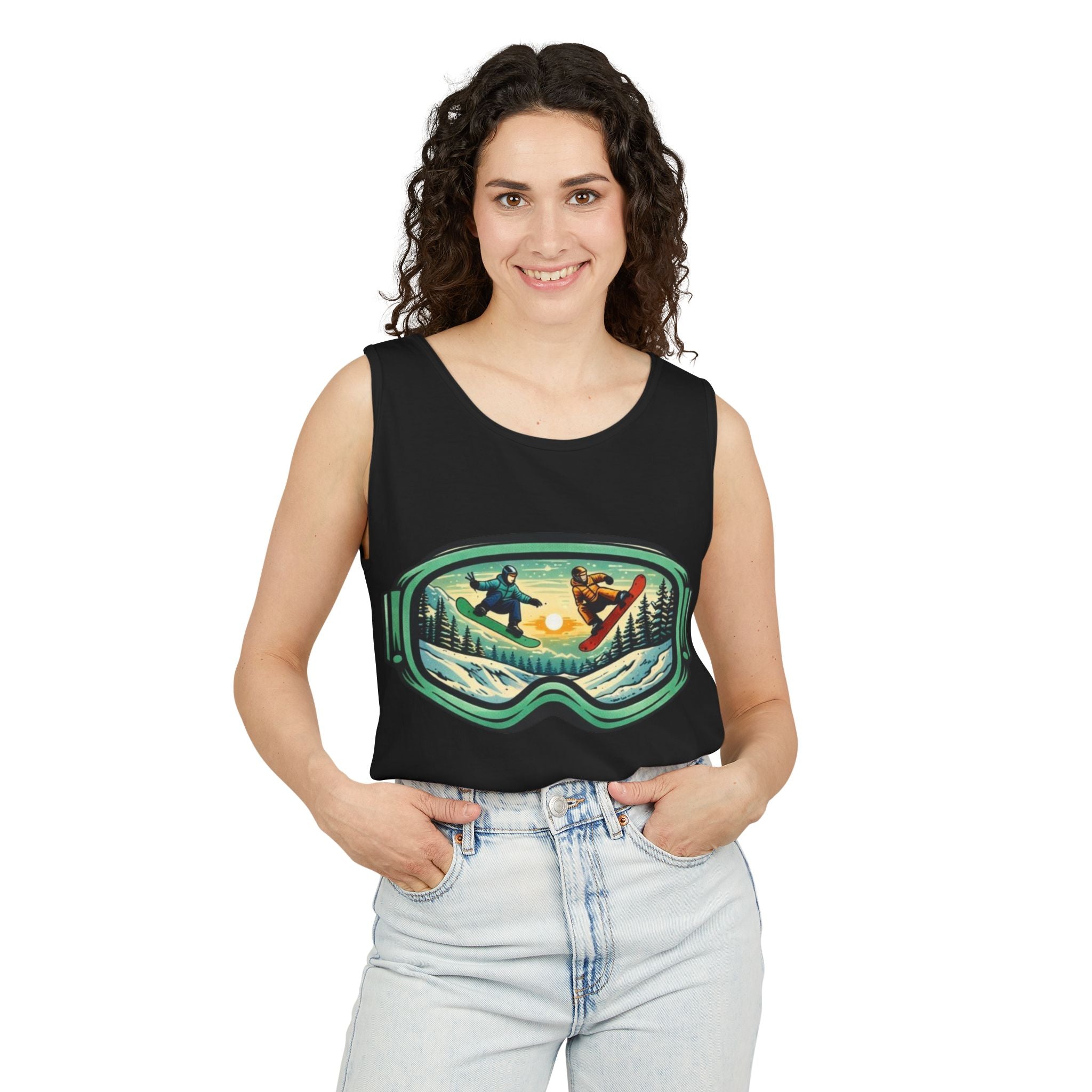 Snowboarding Mountain Goggles Tank Top