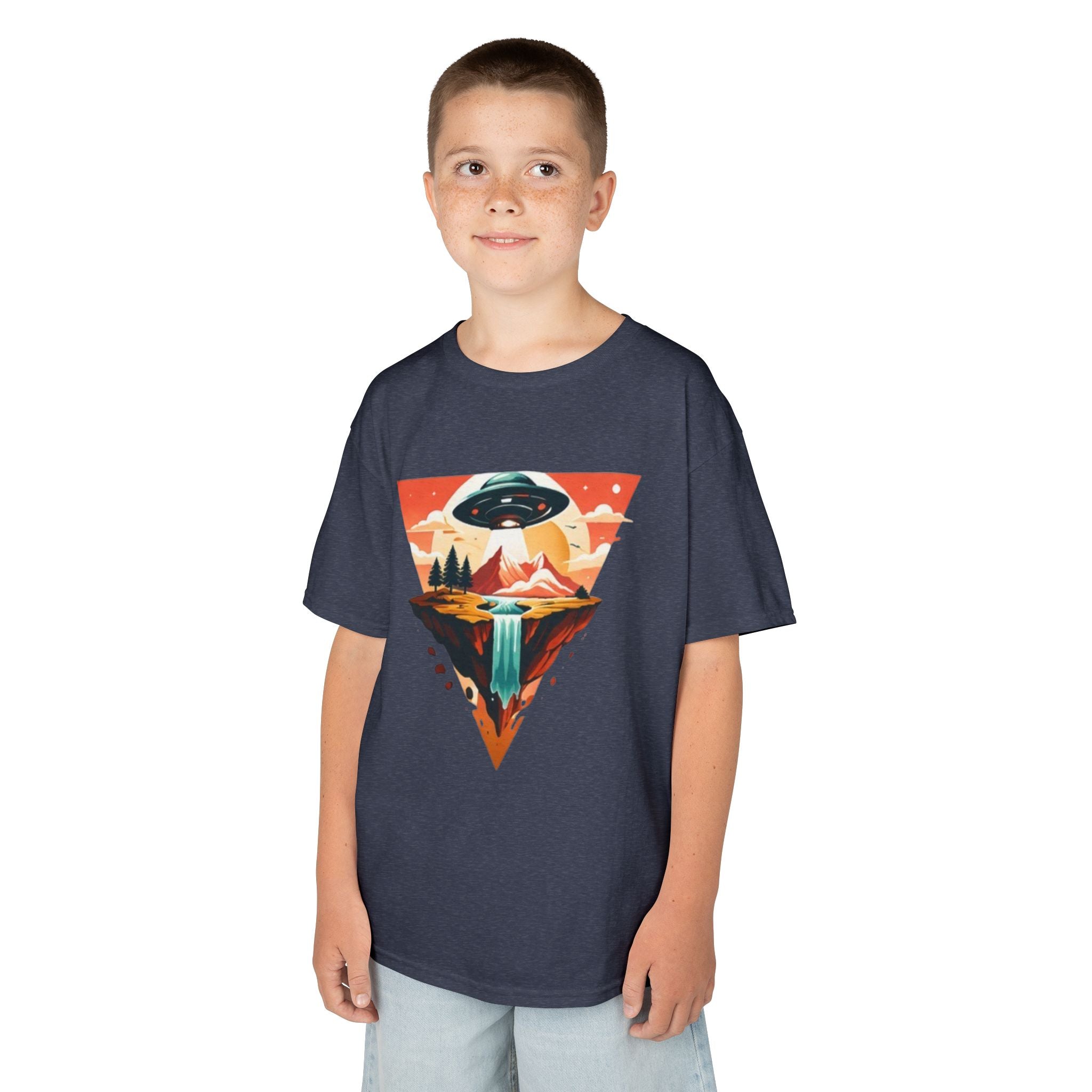 Kids Tee | UFO Mountain Waterfall Adventure Graphic