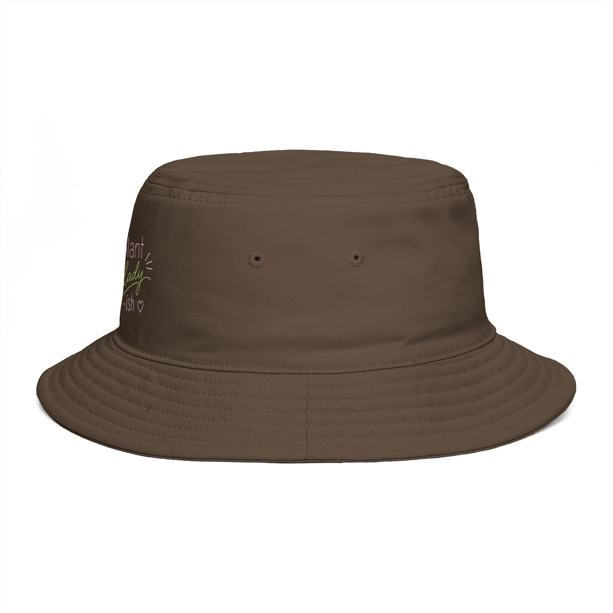 Plant Lady-ish Rust Bucket Hat | Embroidered Macrame Hanger Garden Hat