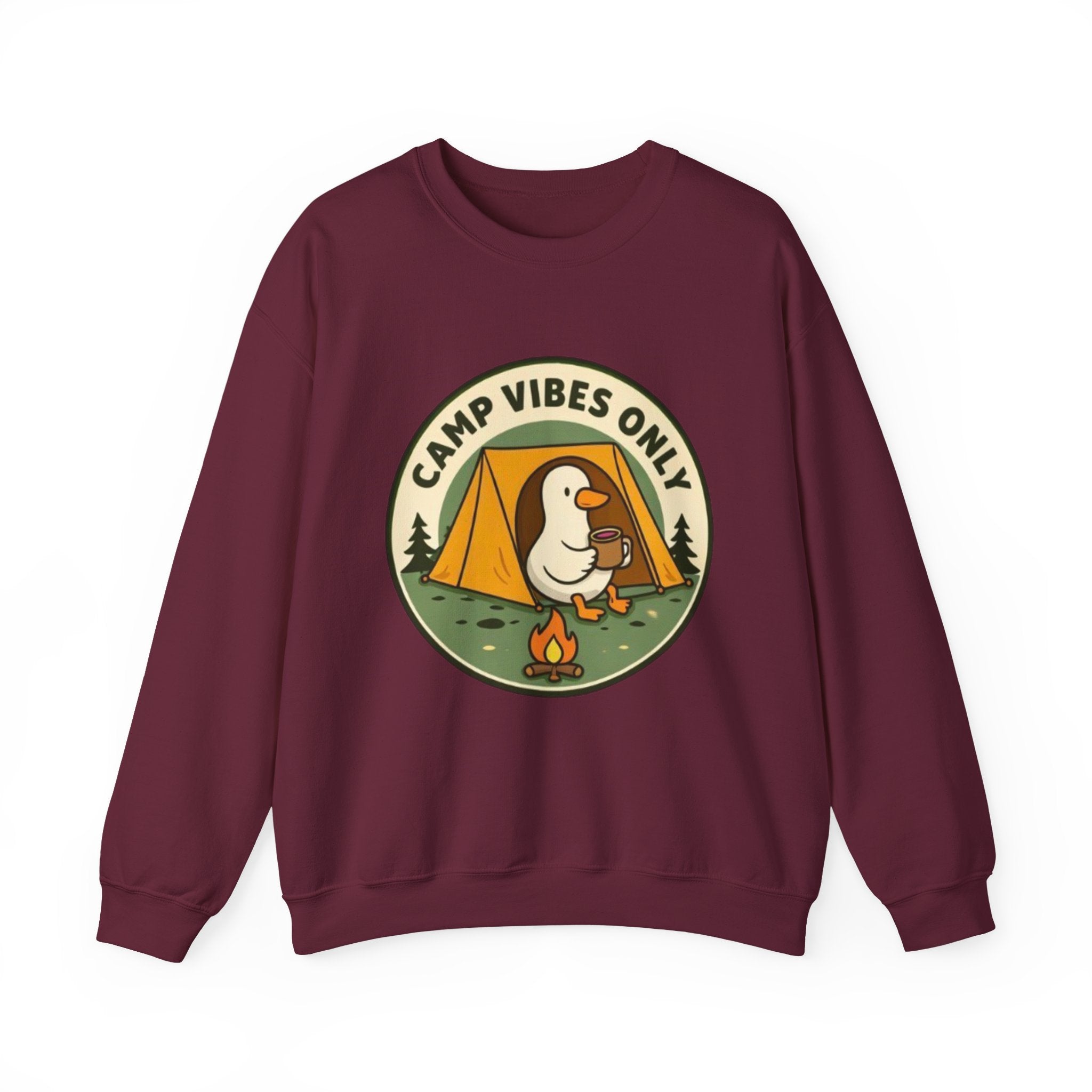Camp Vibes Crewneck Sweatshirt | Cozy Camping Duck Graphic