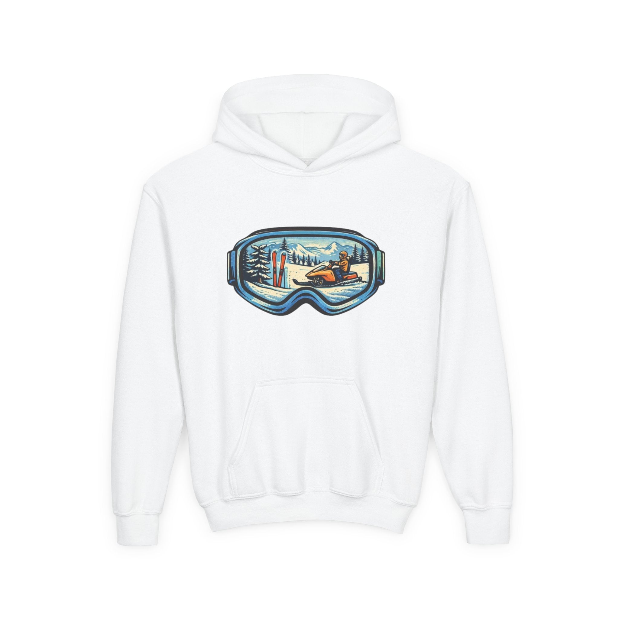 Youth Ski Goggles Hoodie | Winter Snowboard Scene Pullover