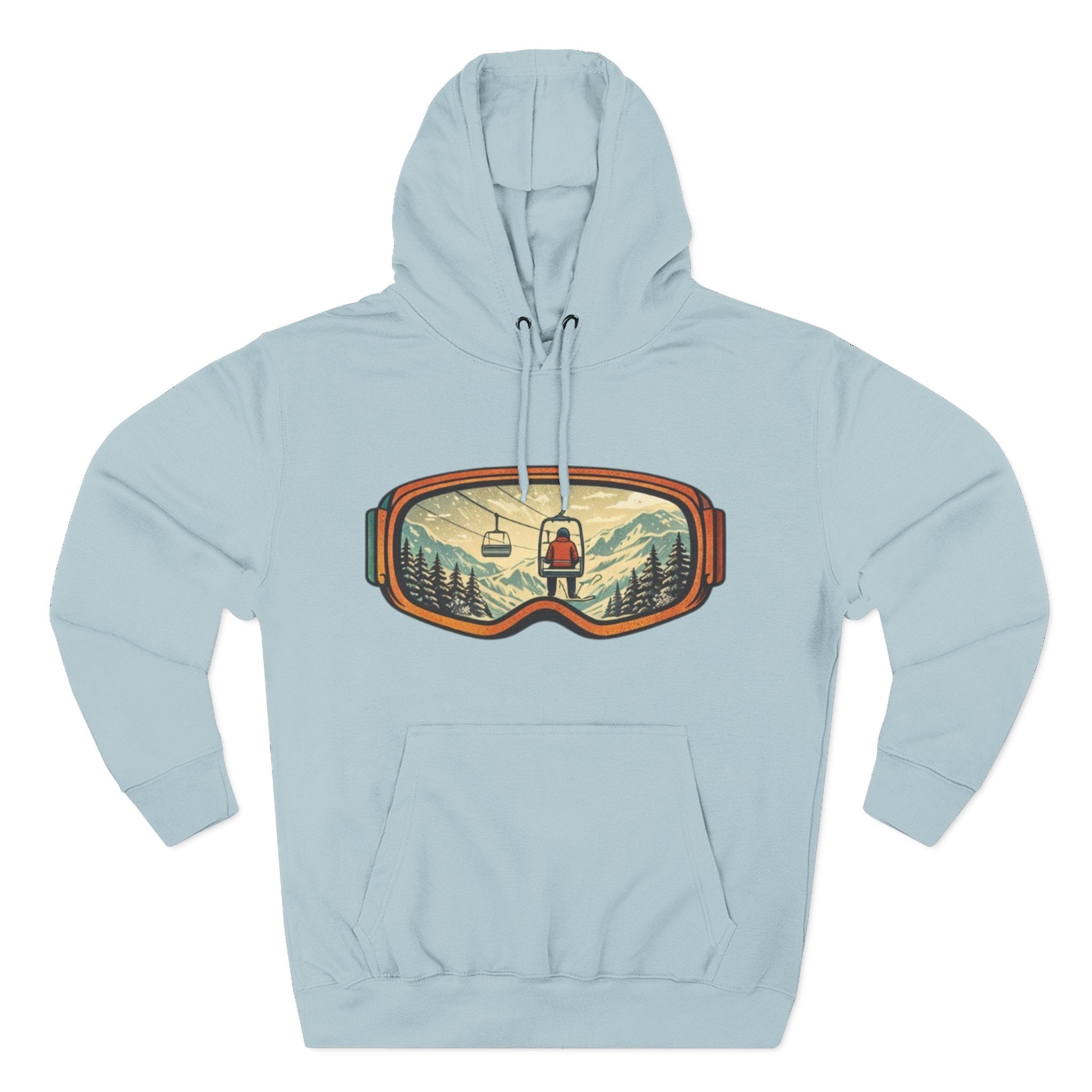 Ski Goggles Graphic Hoodie | Mountain Lift Scene Pullover
