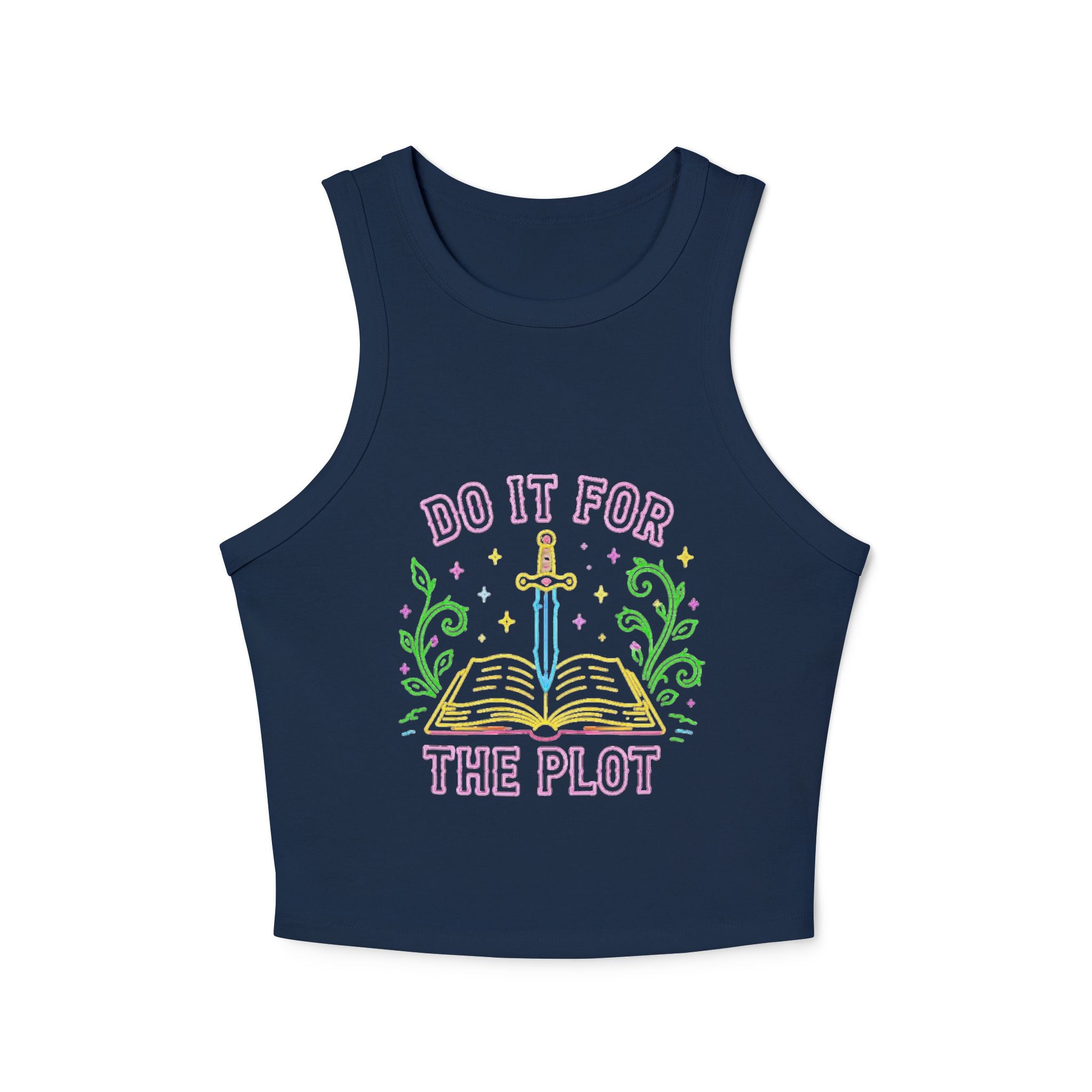 Do It For The Plot Racer Tank | Booklover Literary Graphic Crop Top