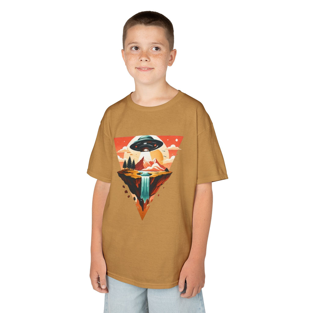 Kids Tee | UFO Mountain Waterfall Adventure Graphic