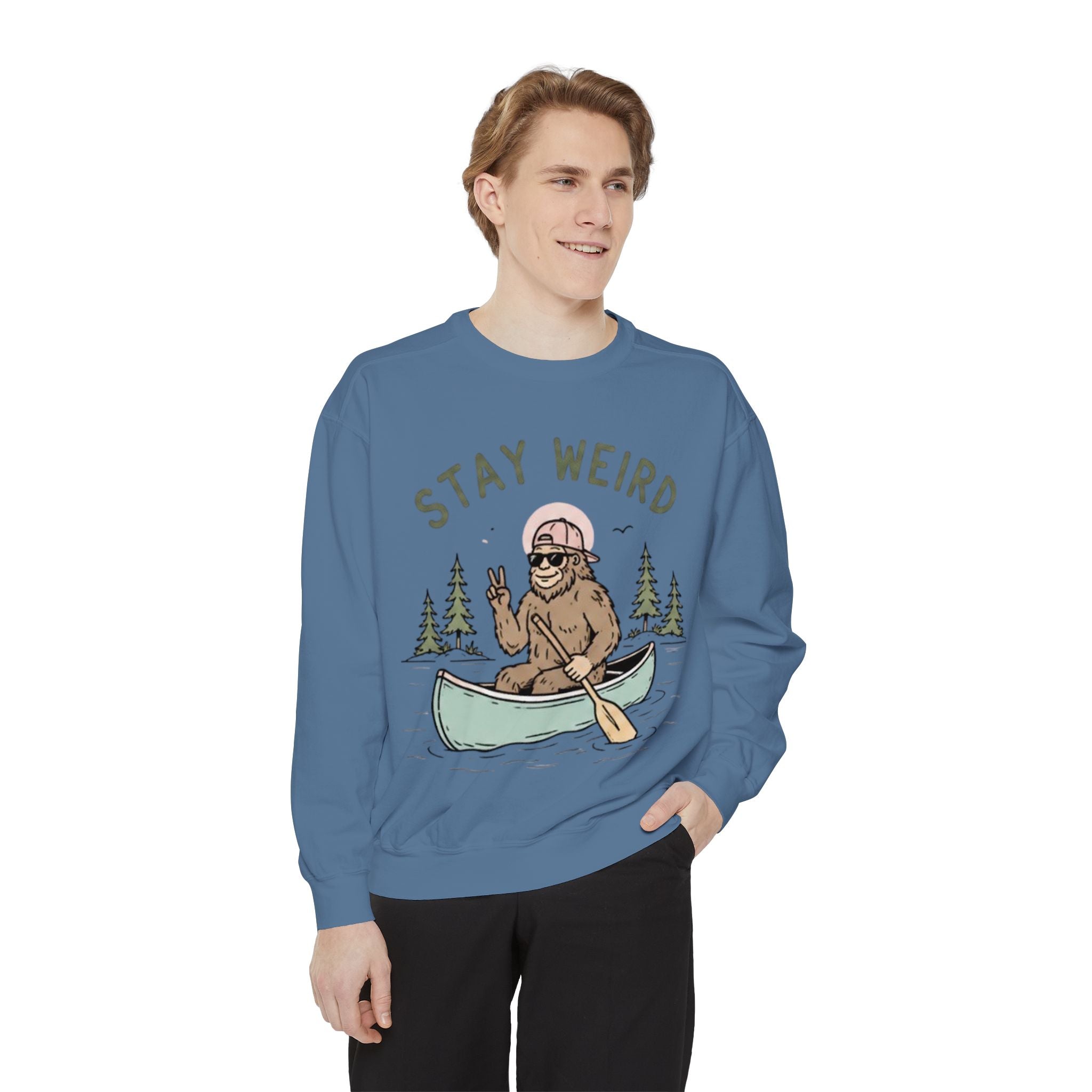 Stay Weird Bigfoot Canoe Sweatshirt