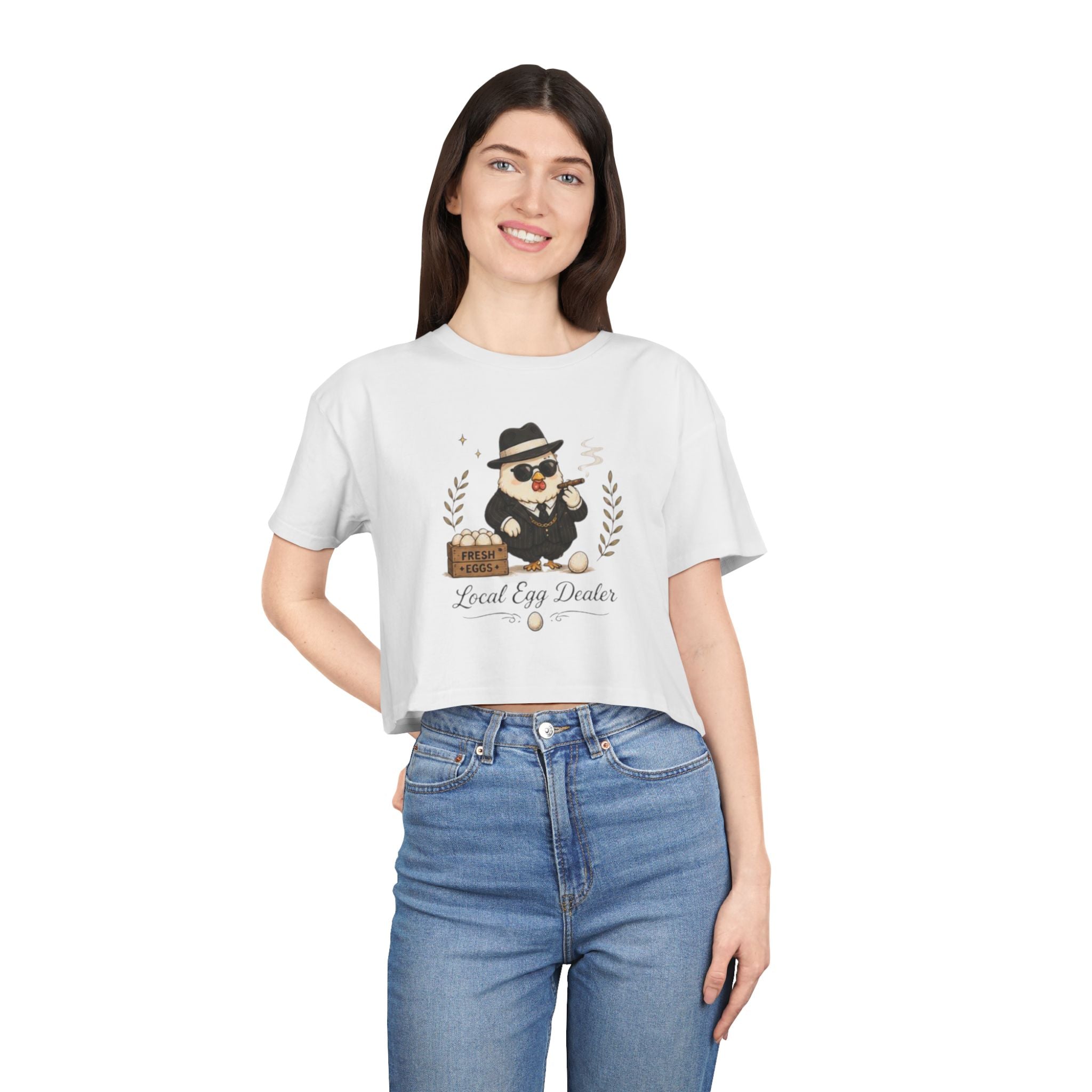 Crop Tee | Local Egg Dealer Cute Chick Graphic Crop Top