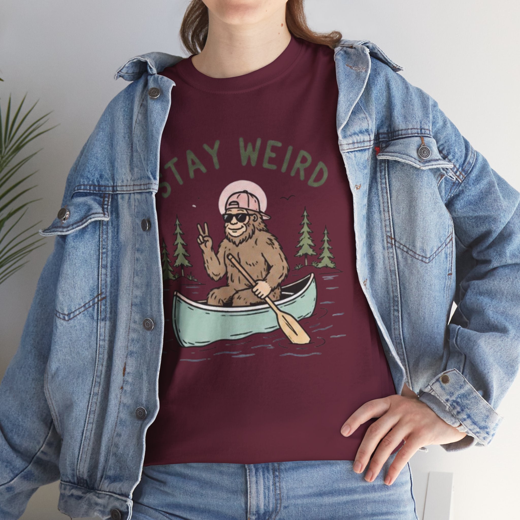 Stay Weird Canoe Tee | Funny Bigfoot Camping T-Shirt
