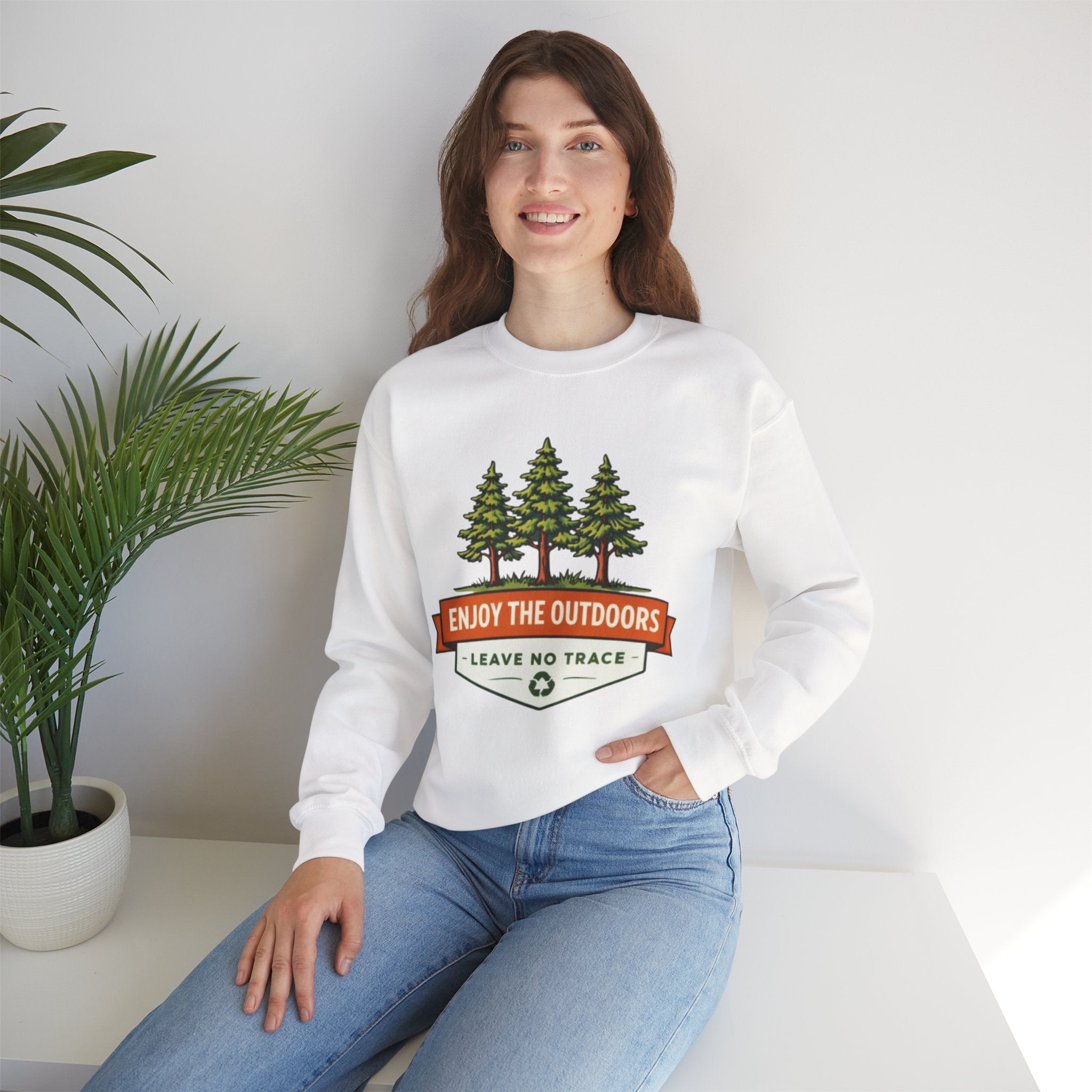 Enjoy the Outdoors Crewneck Sweatshirt | "Leave No Trace" Camping Graphic