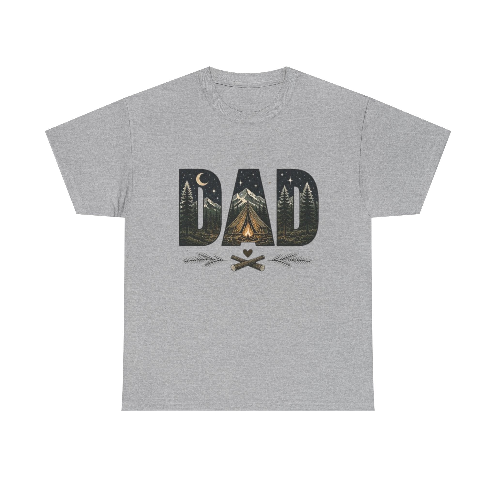 Dad Camping T-Shirt | Outdoor Graphic Tee with Tent & Campfire Design