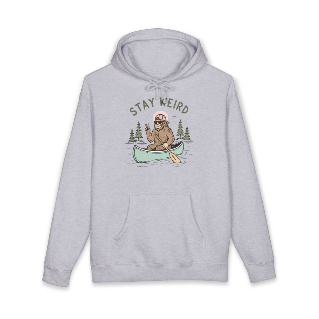 Stay Weird Canoe Hoodie | Bigfoot Paddling Graphic Sweatshirt