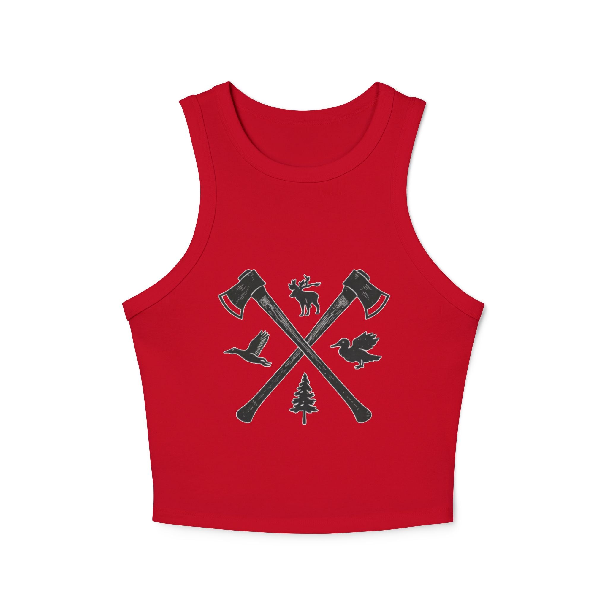 Womens Outdoor Axes Tank Top | Woodland Moose, Raven & Pine Graphic