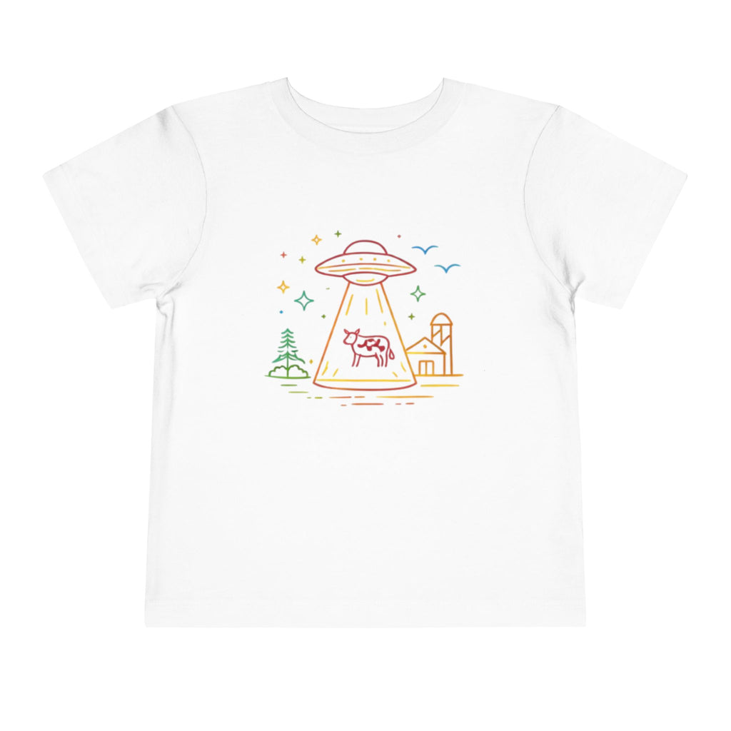 Toddler Tee | Cute Pastel UFO Cow Abduction Graphic