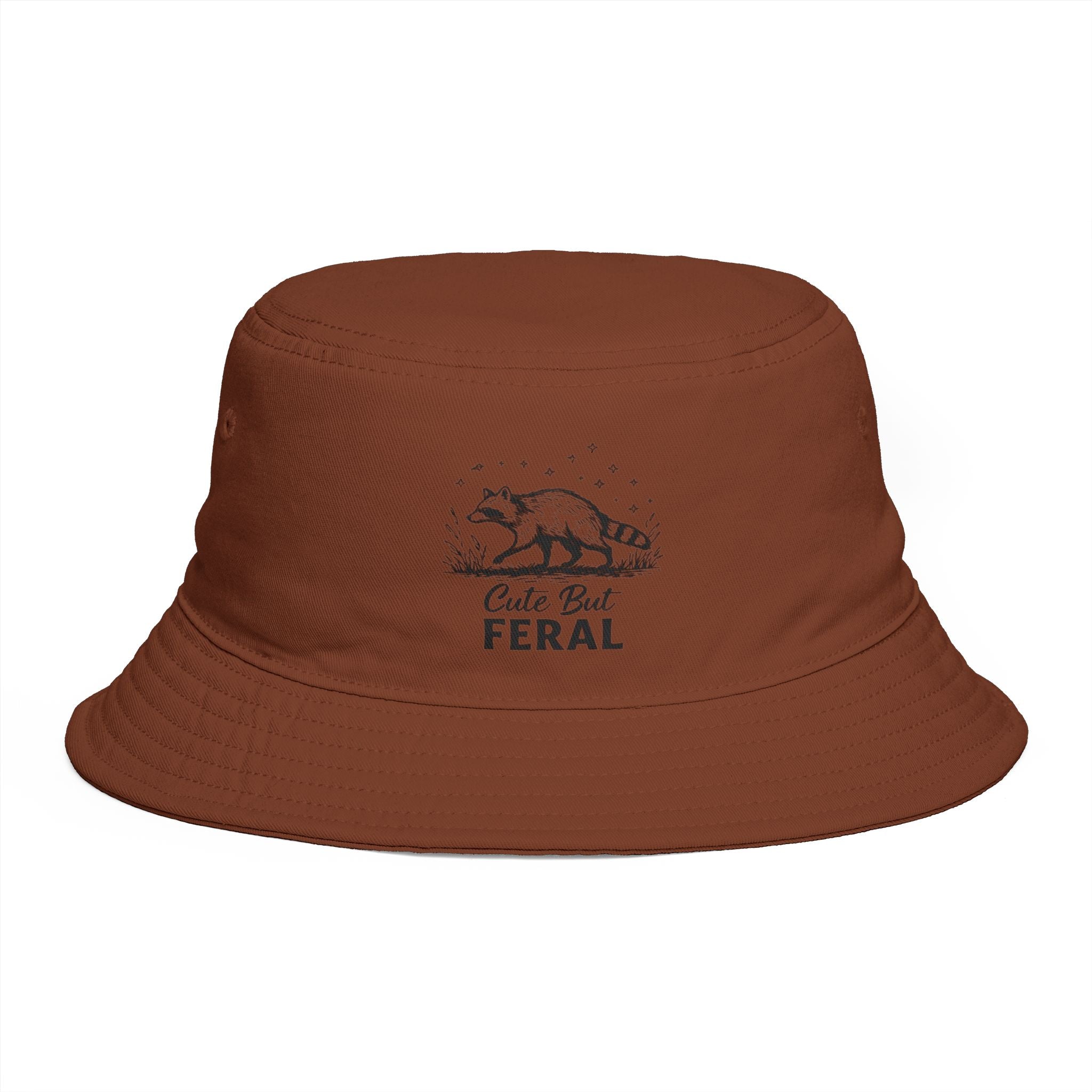 Feral Raccoon Cute But Feral Brown Bucket Hat | Outdoor Casual Sun Hat