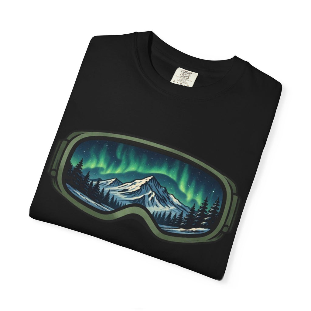 Aurora Ski Goggle T-Shirt | Mountain Night Northern Lights Graphic Tee
