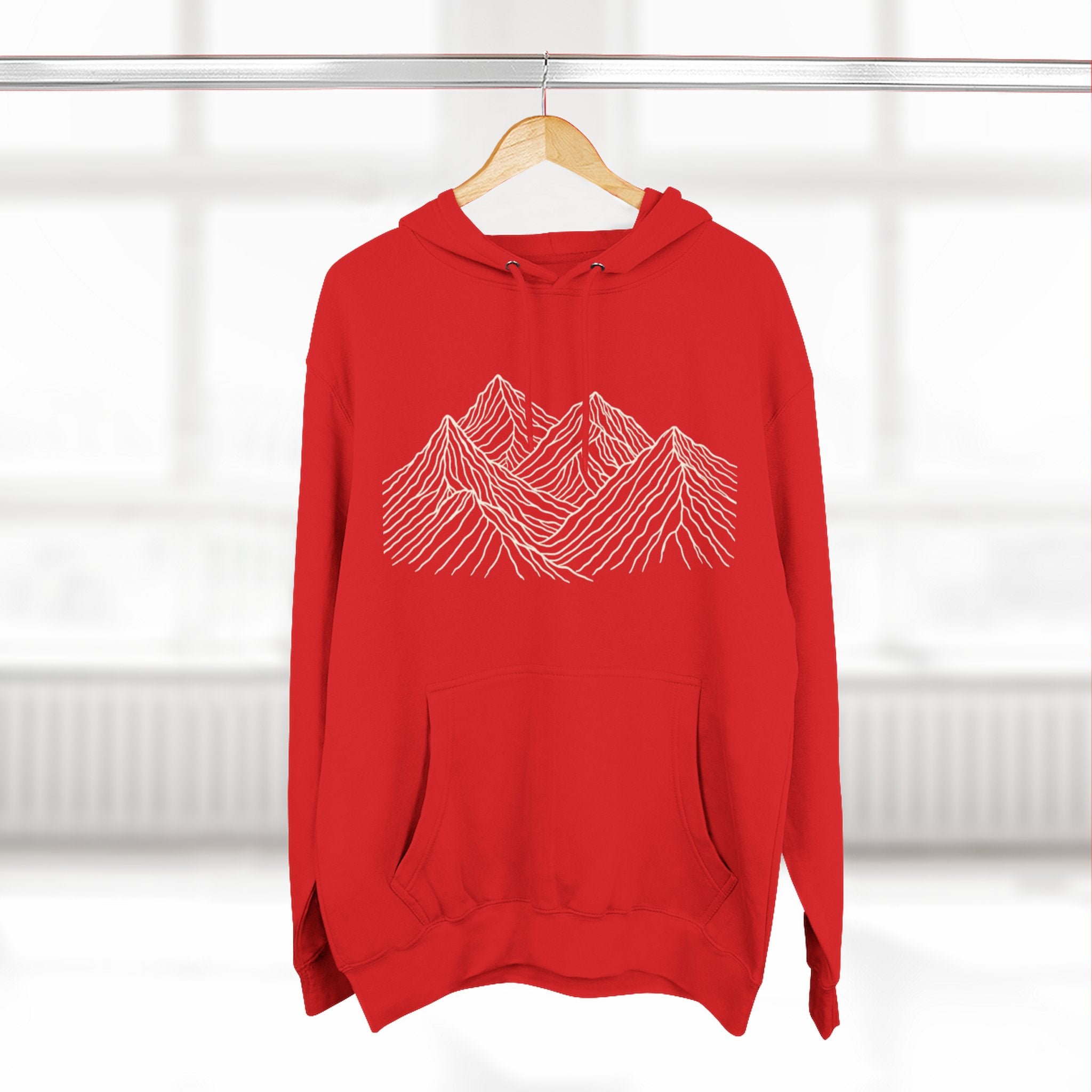 Mountain Linework Fleece Hoodie | Three Panel Mountain Landscape Design