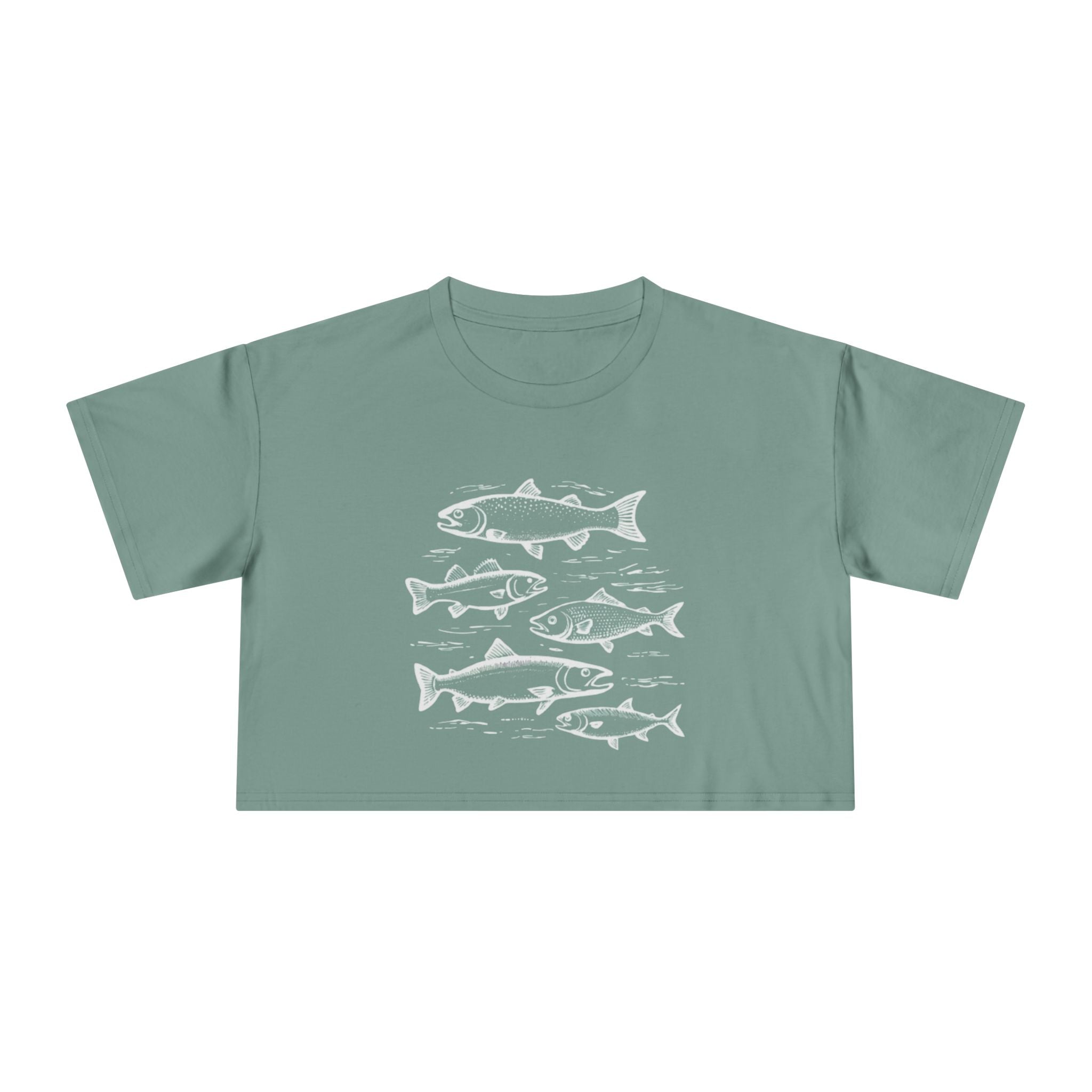 Crop Tee - Vintage Fish Illustration Womens Cropped Tee