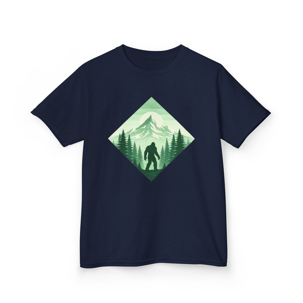 Kids Tee | Green Mountain Bigfoot Silhouette Nature Graphic