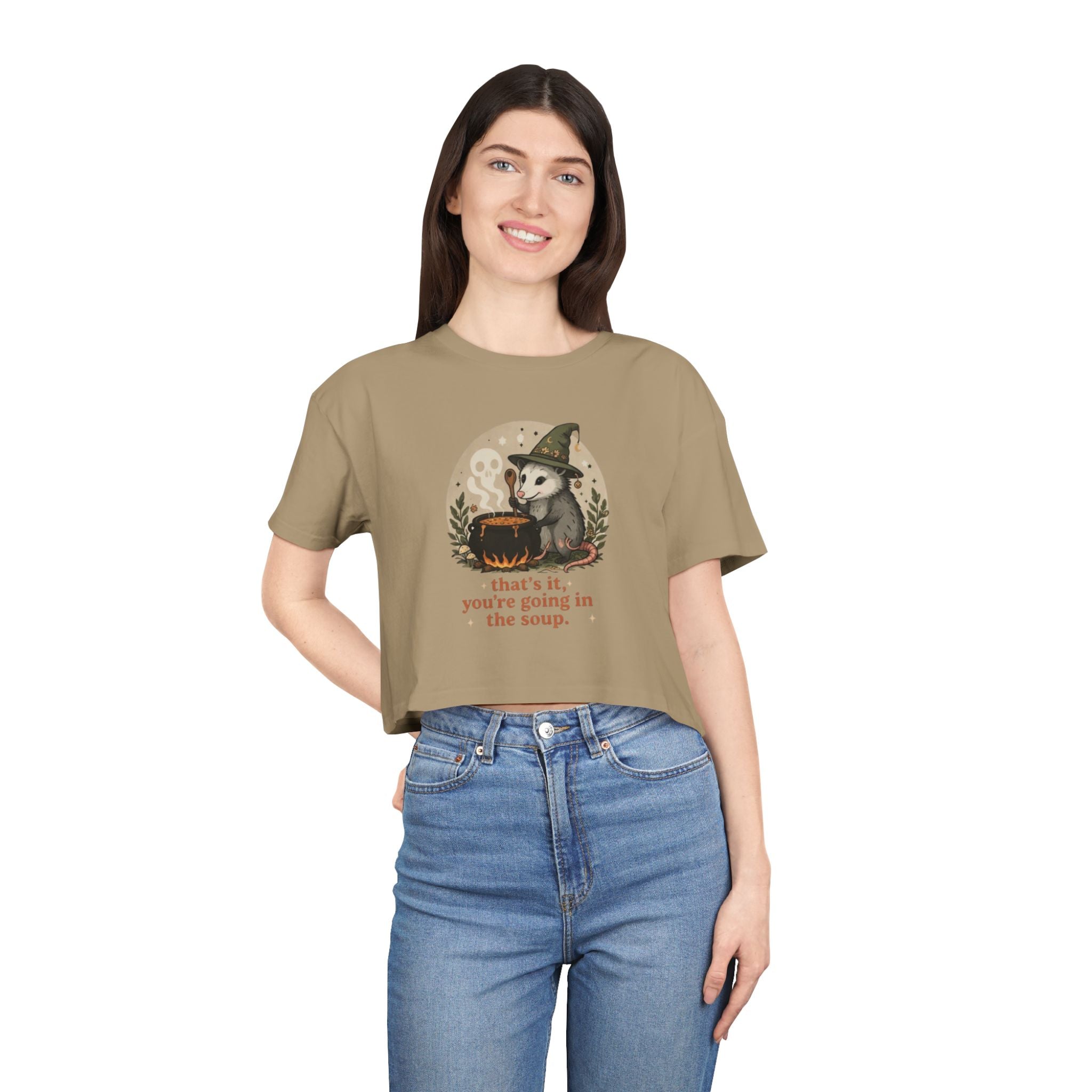 Crop Tee | Witch Cat Cauldron "thats it, youre going in the soup."