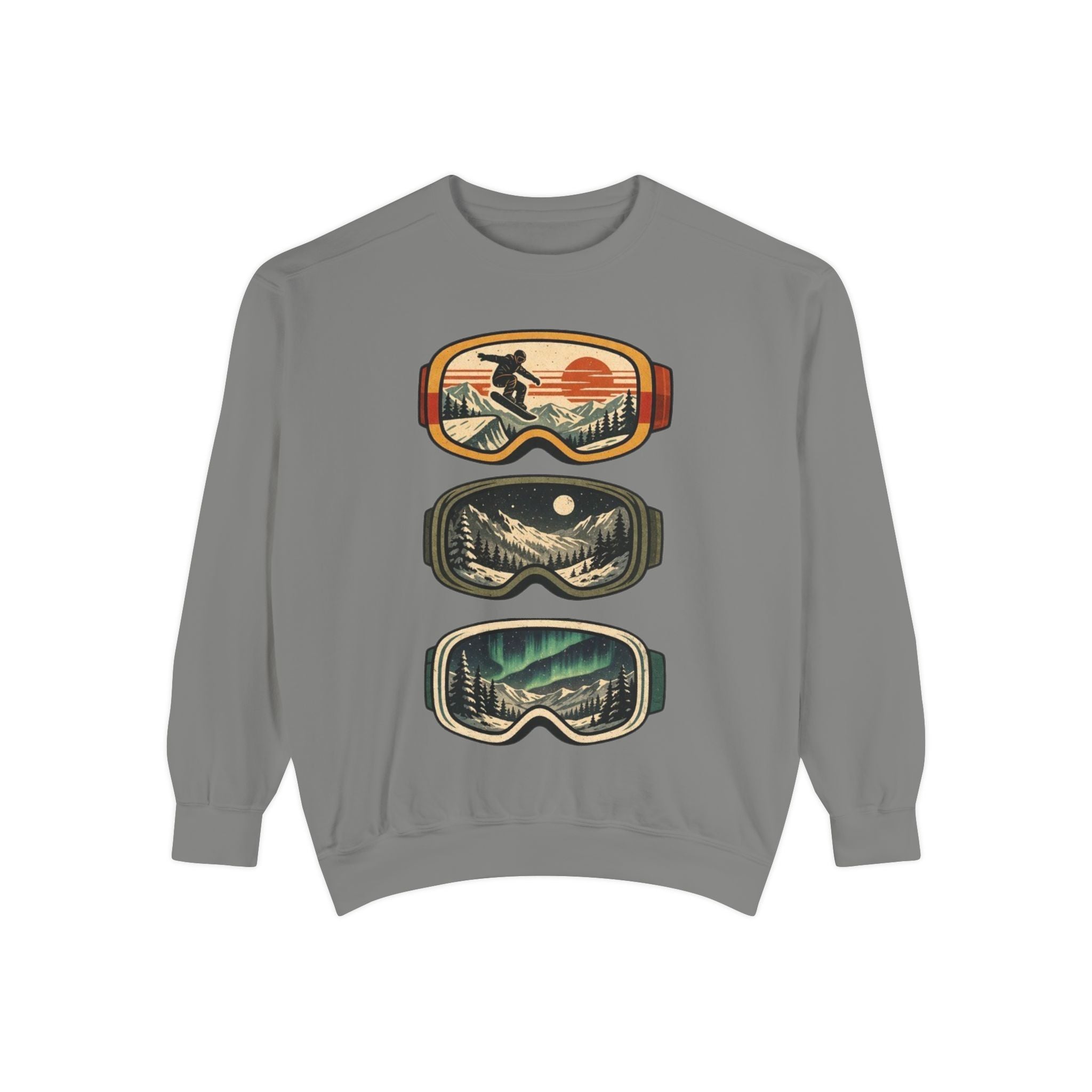 Snow Goggles Graphic Sweatshirt | Mountain Adventure Ski & Snowboard Crewneck