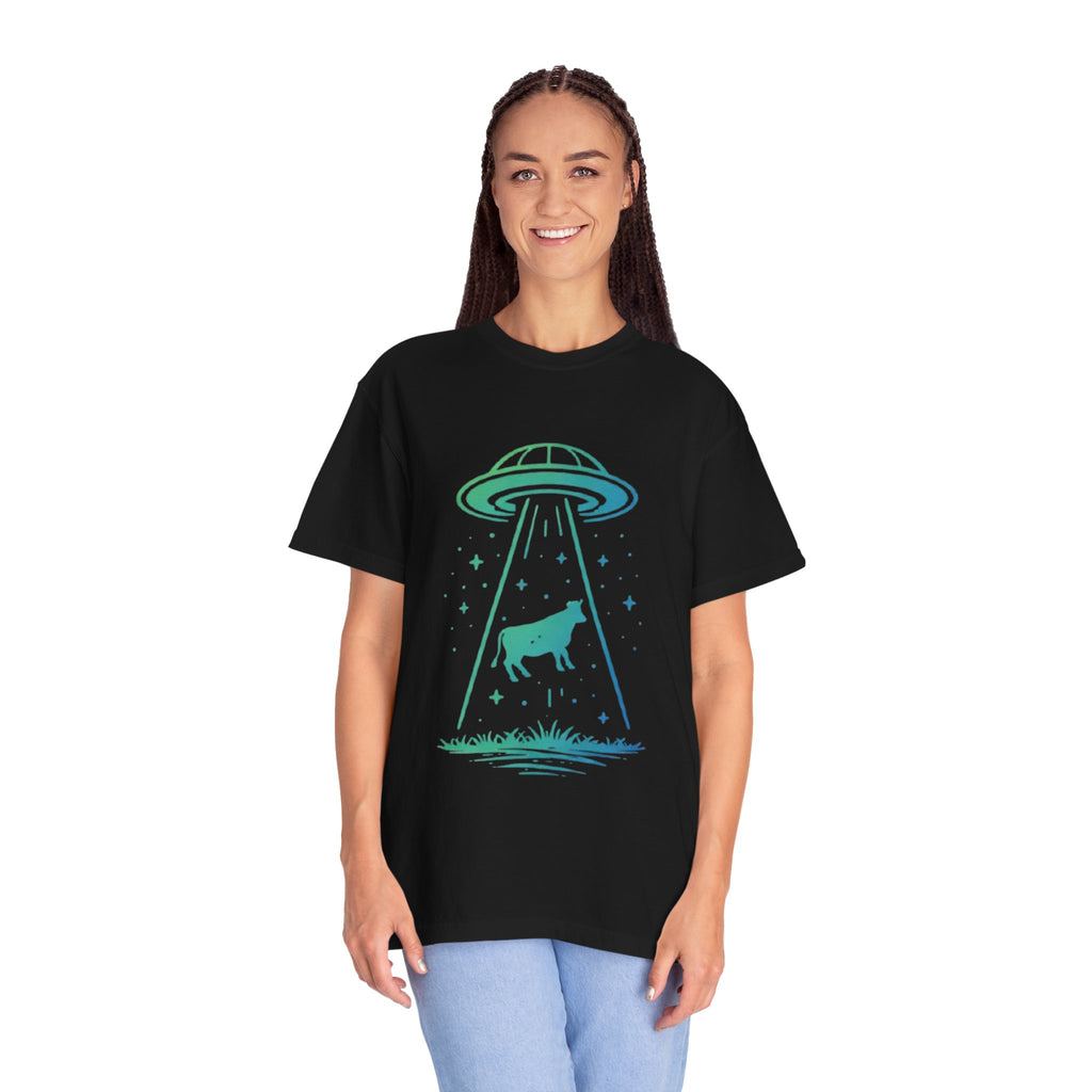 Cow Abduction UFO T-Shirt | Alien Cow Beam Graphic Tee