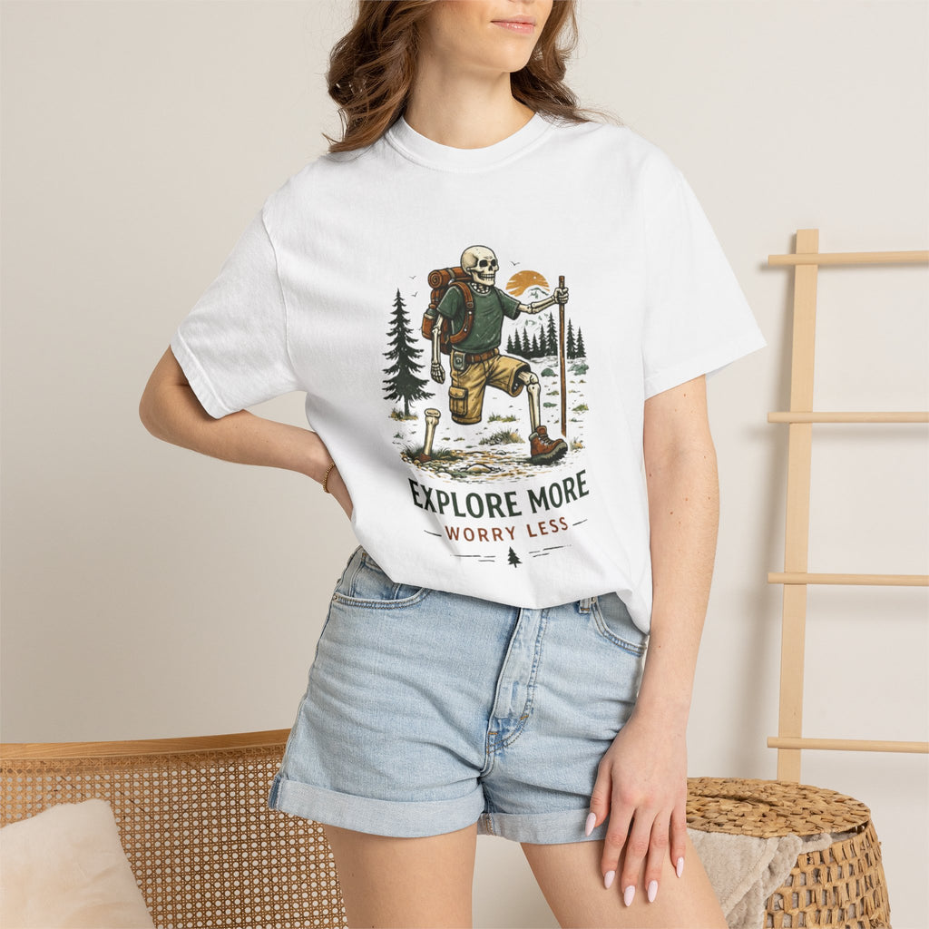 Explore More Worry Less T-Shirt | Adventure Hiking Graphic Tee