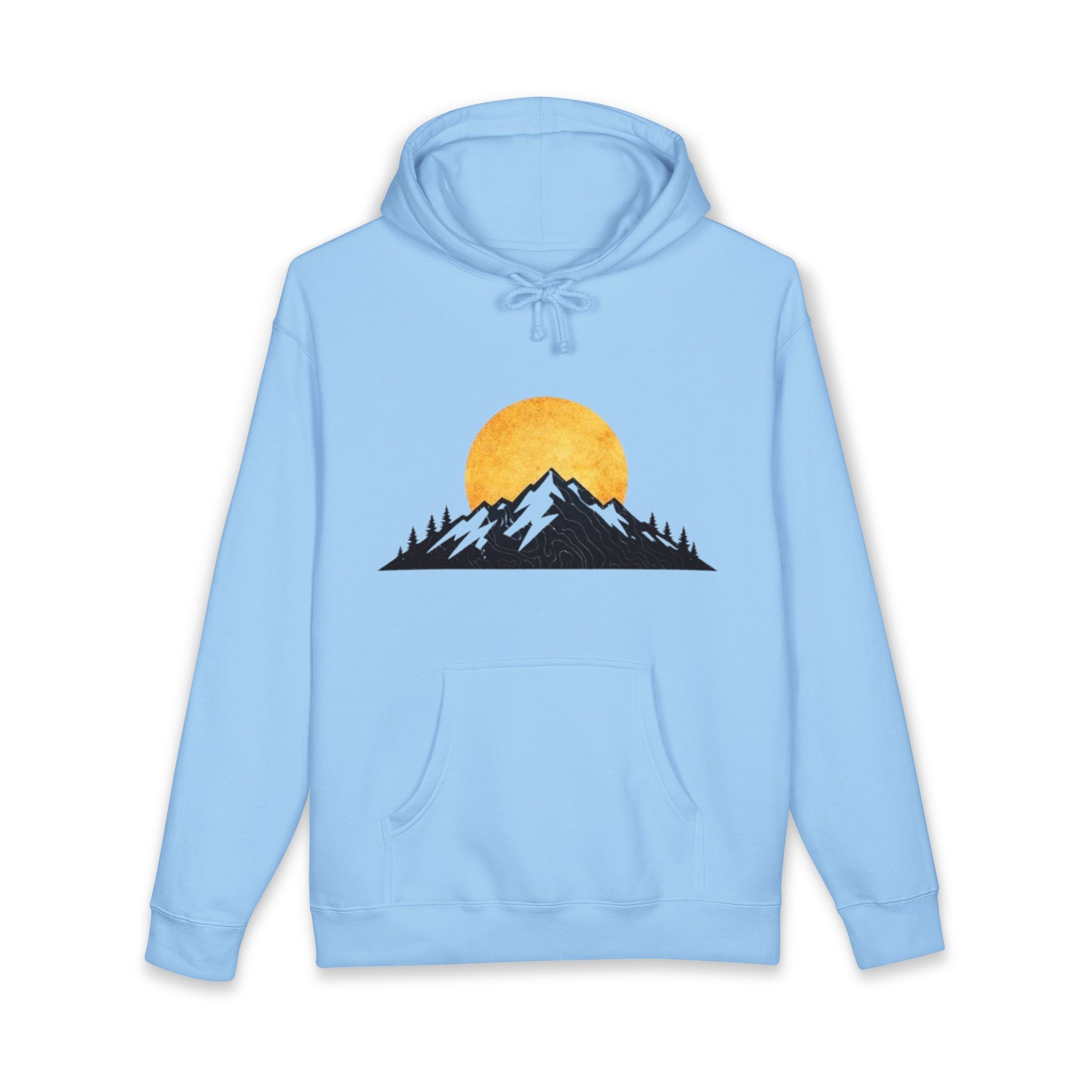 Mountain Sunset Hoodie | Minimal Nature Graphic Hooded Sweatshirt