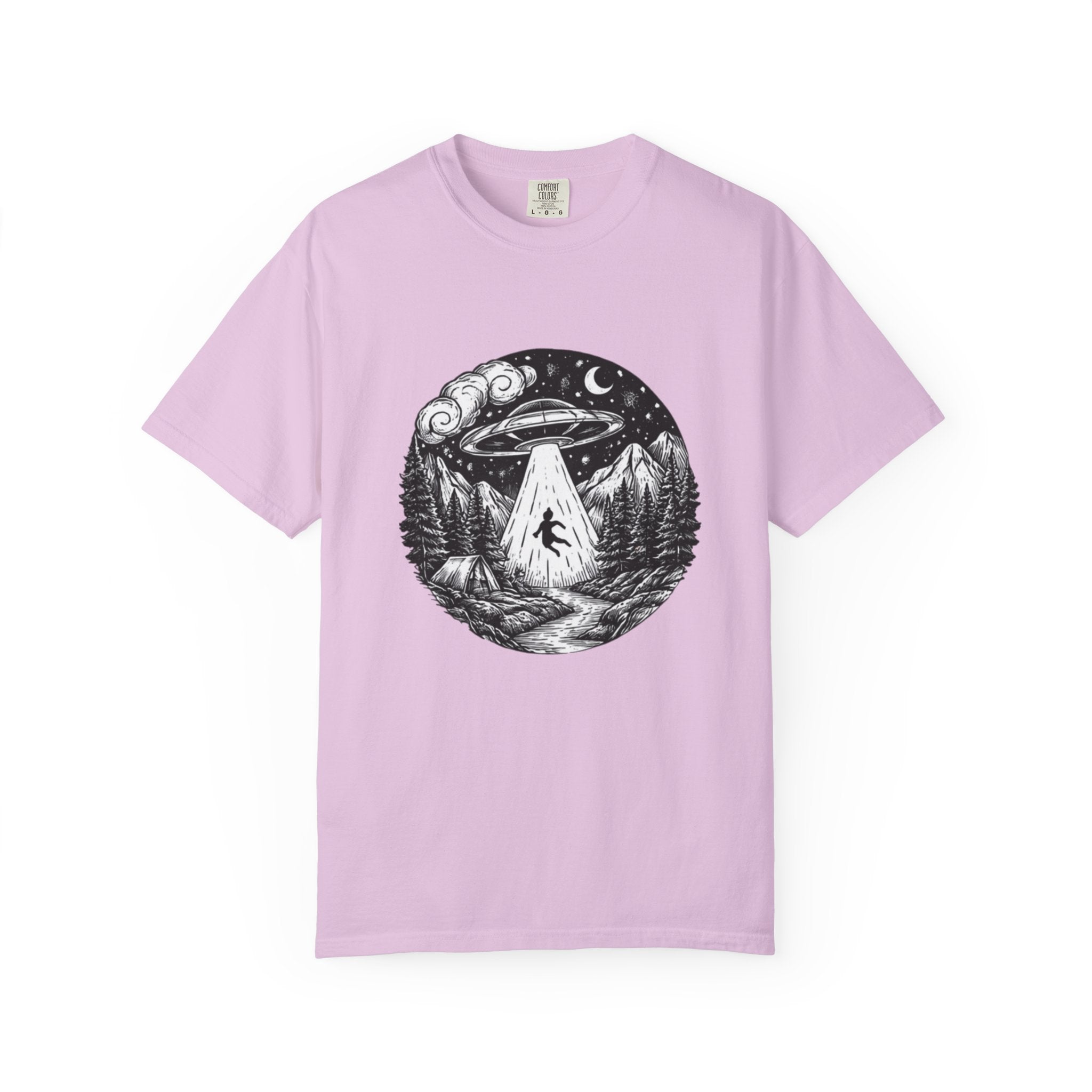 Alien Abduction Forest T-Shirt | Retro UFO Nature Graphic Tee