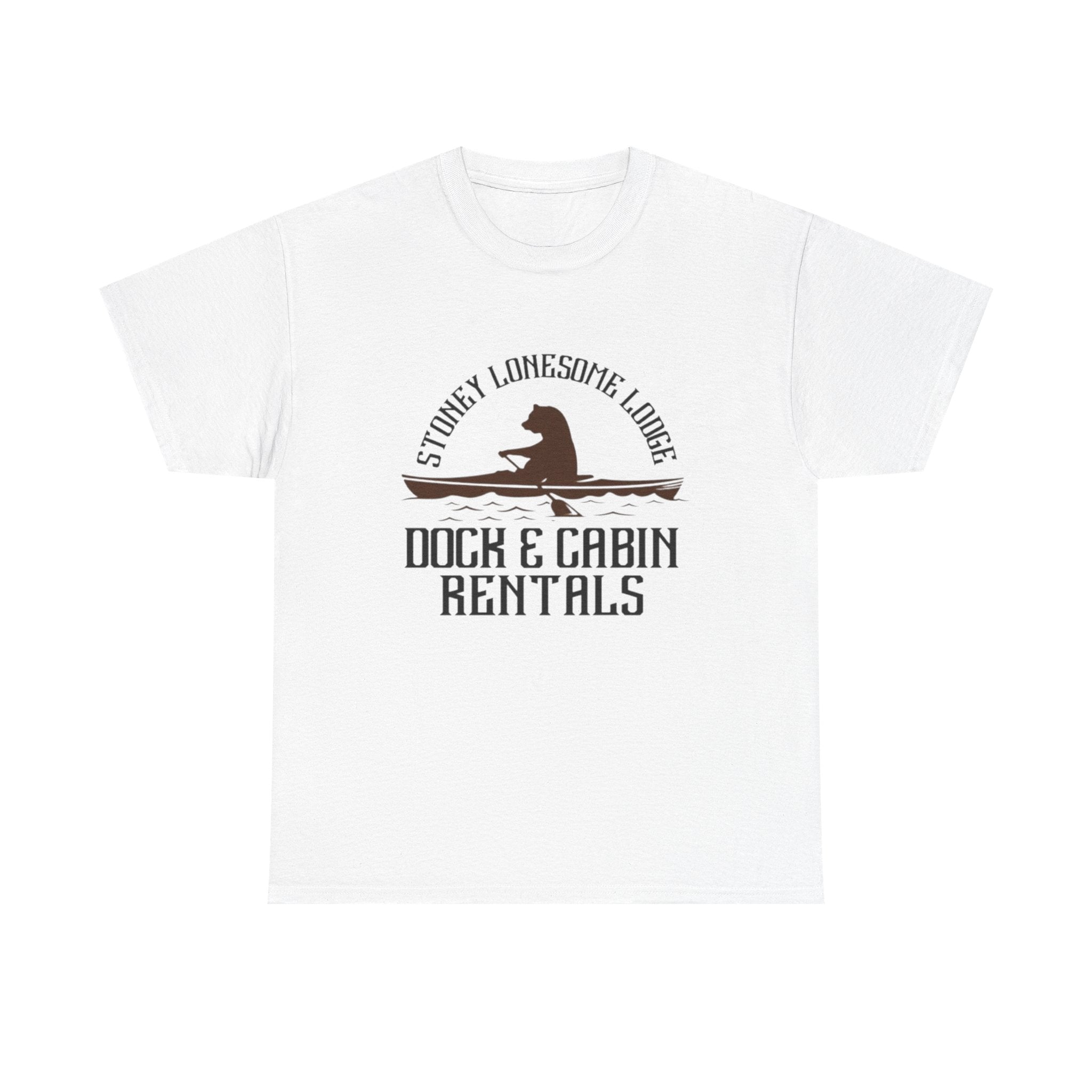 Dock & Cabin Rentals T-Shirt | Stoney Lonesome Lodge Fishing Logo Tee