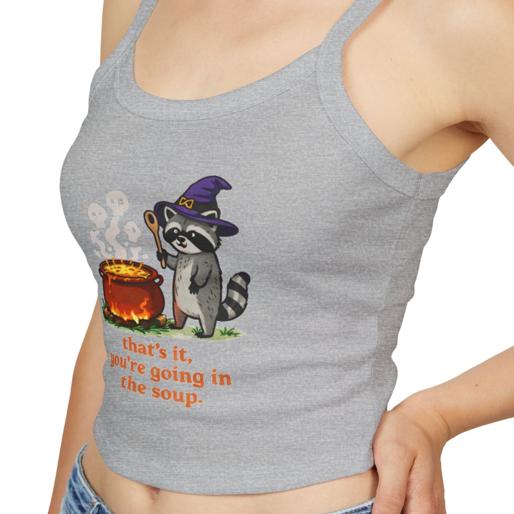 Witch Raccoon Tank Top | "Thats It, Youre Going in the Soup" Cute Halloween Crop