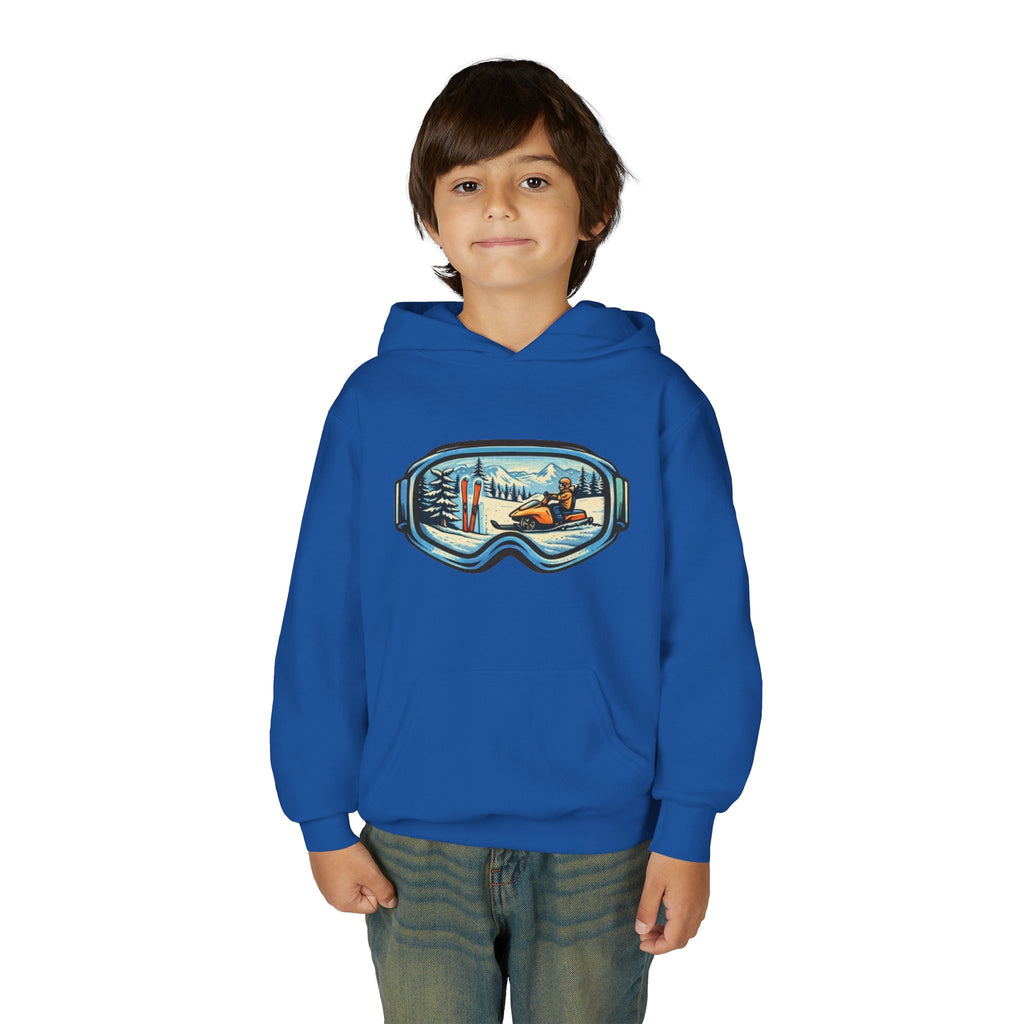 Youth Ski Goggles Hoodie | Winter Snowboard Scene Pullover