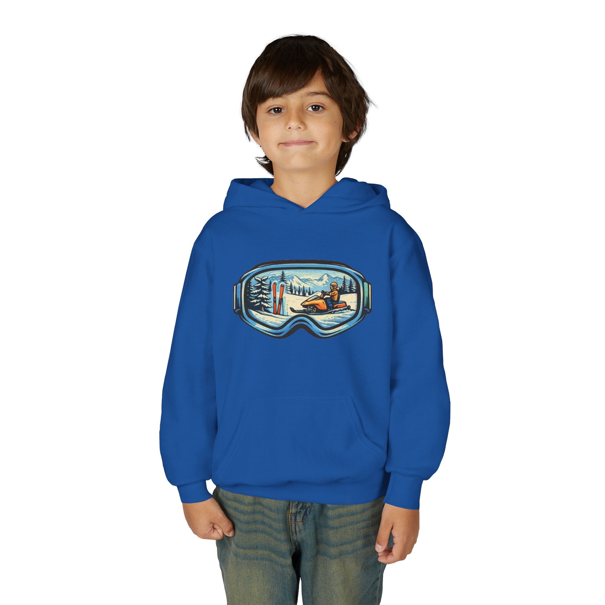 Youth Ski Goggles Hoodie | Winter Snowboard Scene Pullover