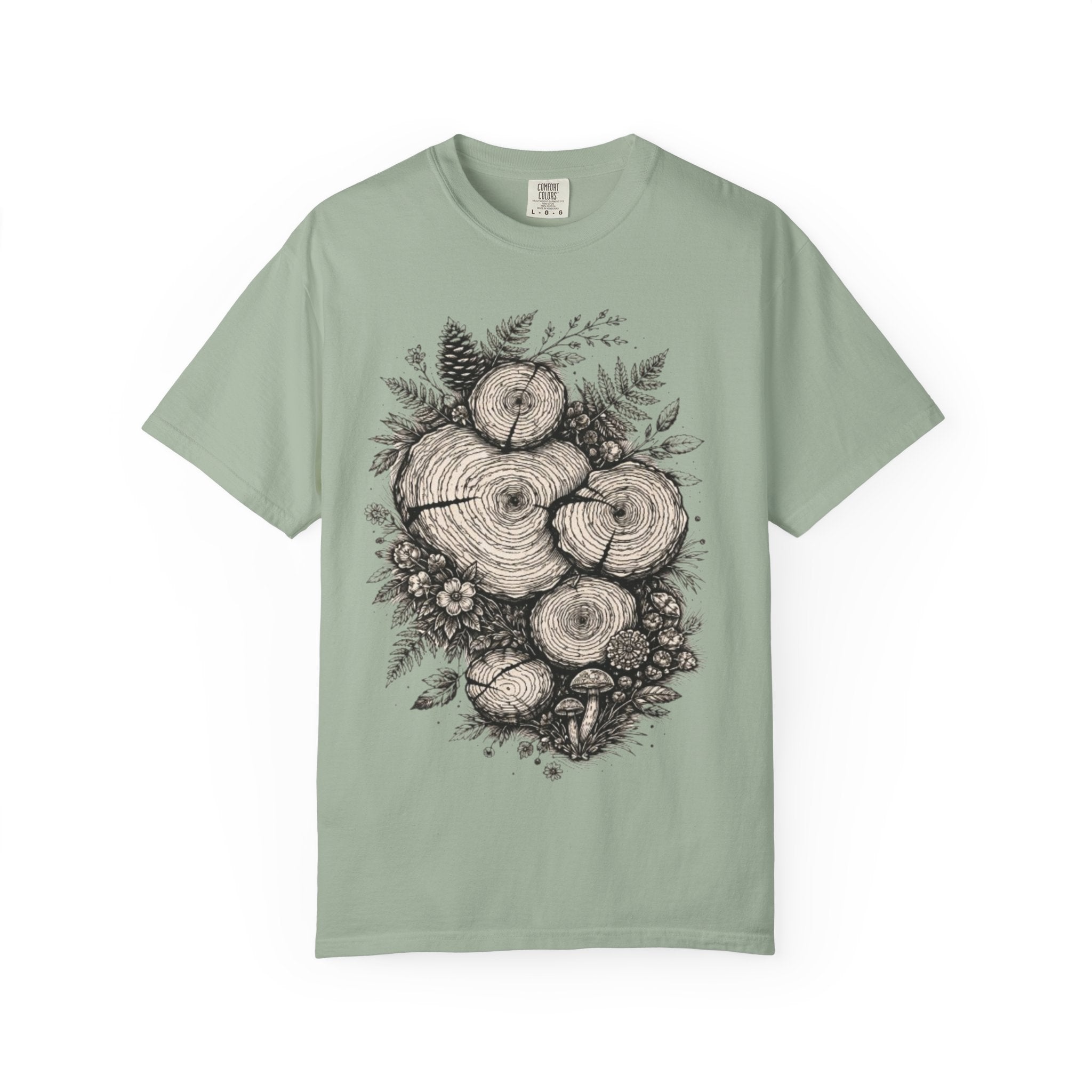 Woodland Tree Rings T-Shirt | Botanical Log Cross-Section Art Tee