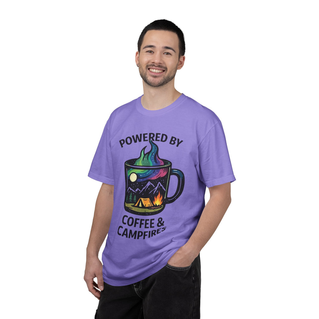 Powered by Coffee & Campfires T-shirt | Camping Mug Nature Graphic