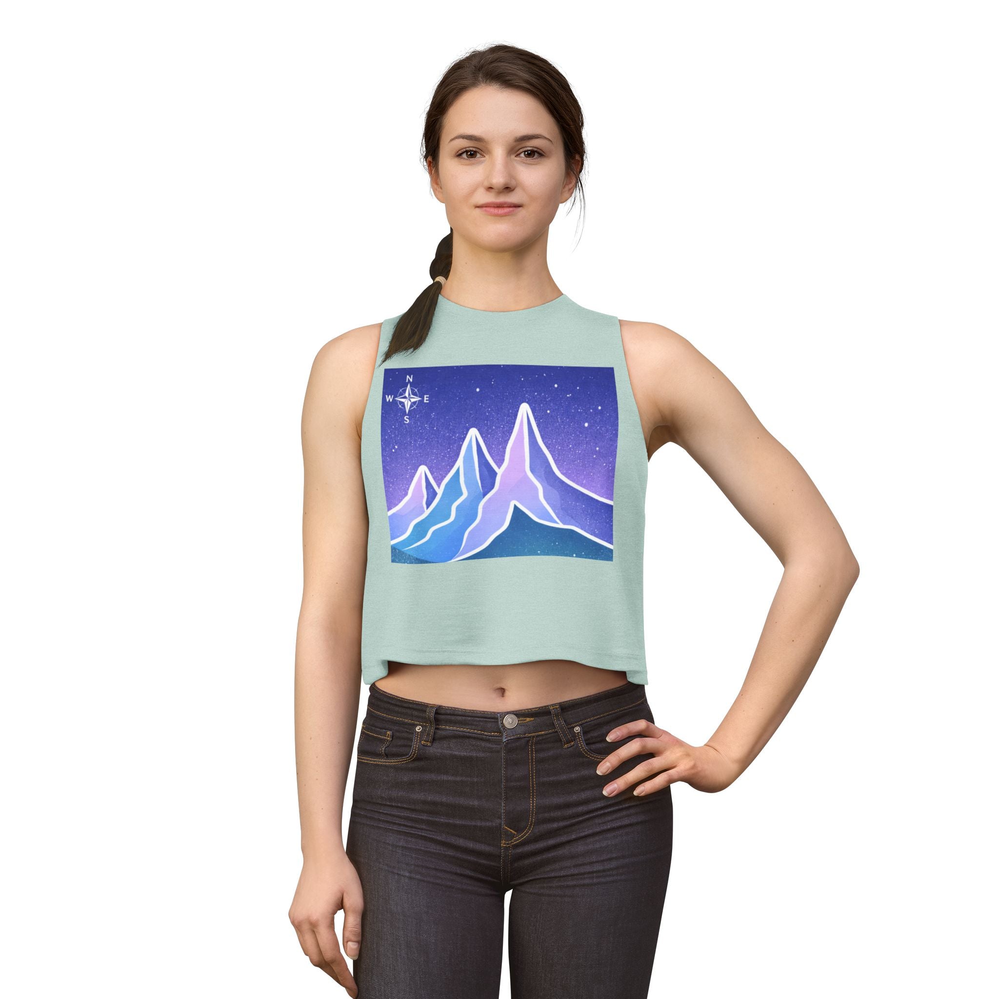 Women's Crop Top | Pastel Night Mountain Graphic Crop Top