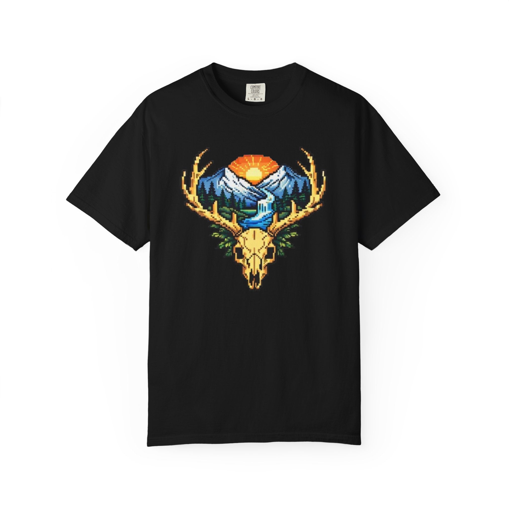 Pixel Art Deer Skull Mountain T-Shirt