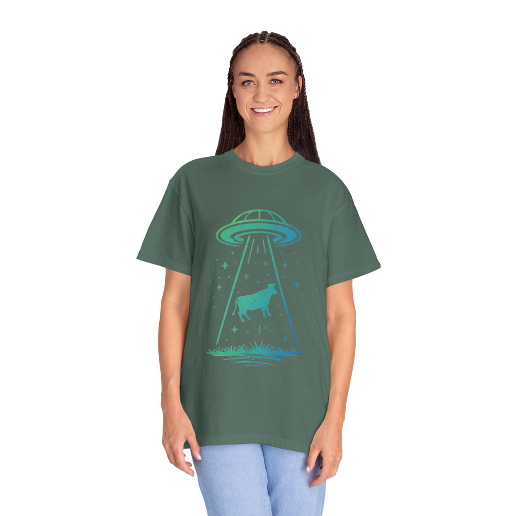 Cow Abduction UFO T-Shirt | Alien Cow Beam Graphic Tee