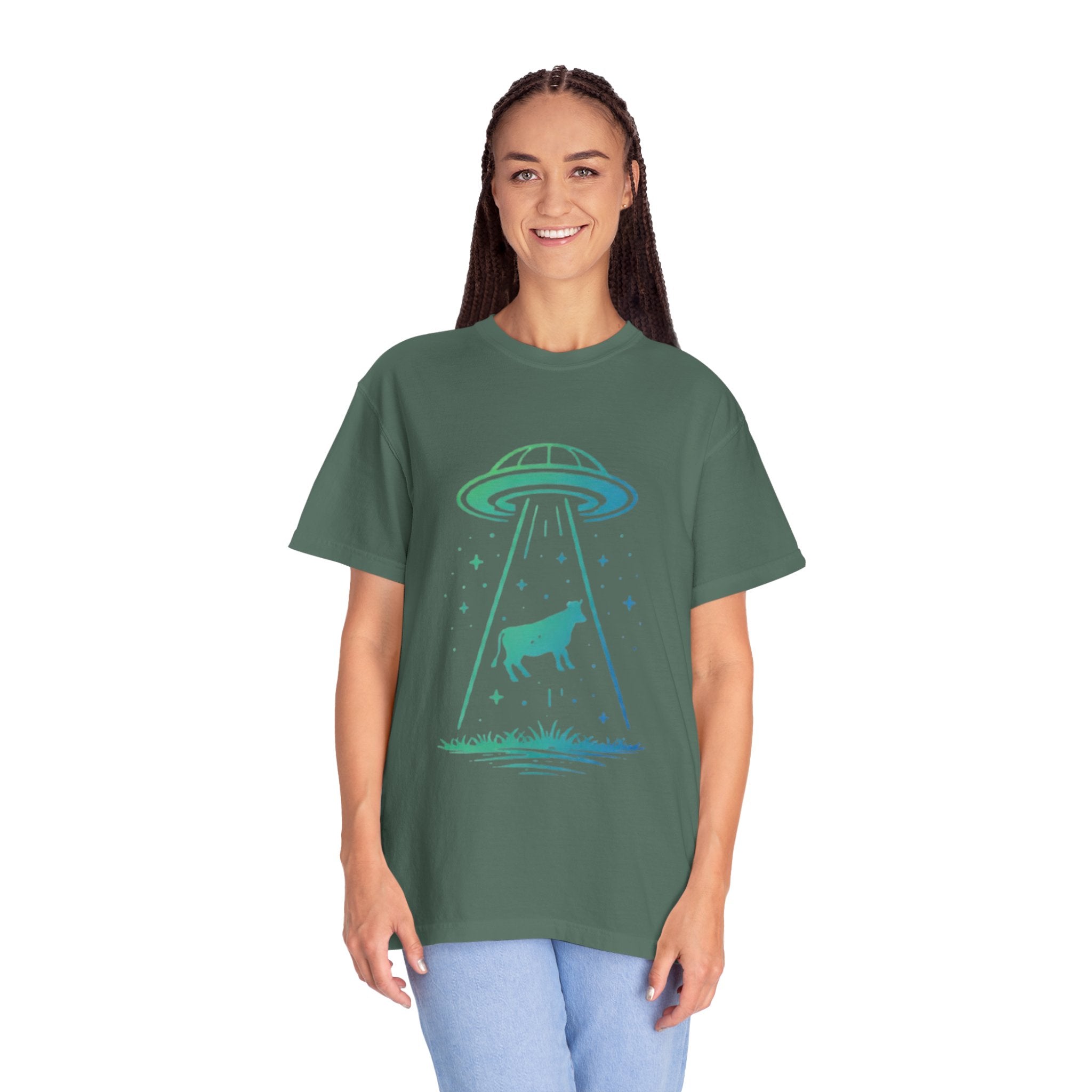 Cow Abduction UFO T-Shirt | Alien Cow Beam Graphic Tee
