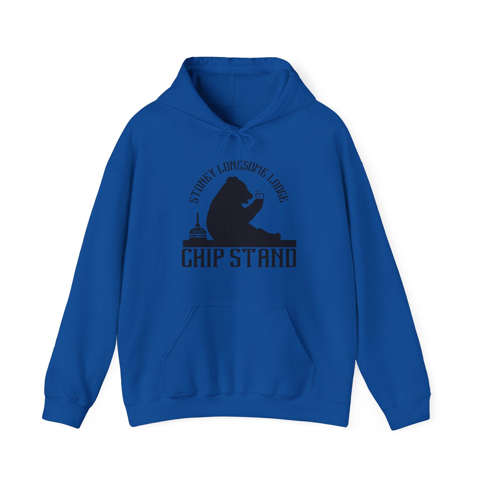 Bear Chip Stand Hoodie | "Stoney Lonesome Lodge" Retro Cabin Sweatshirt