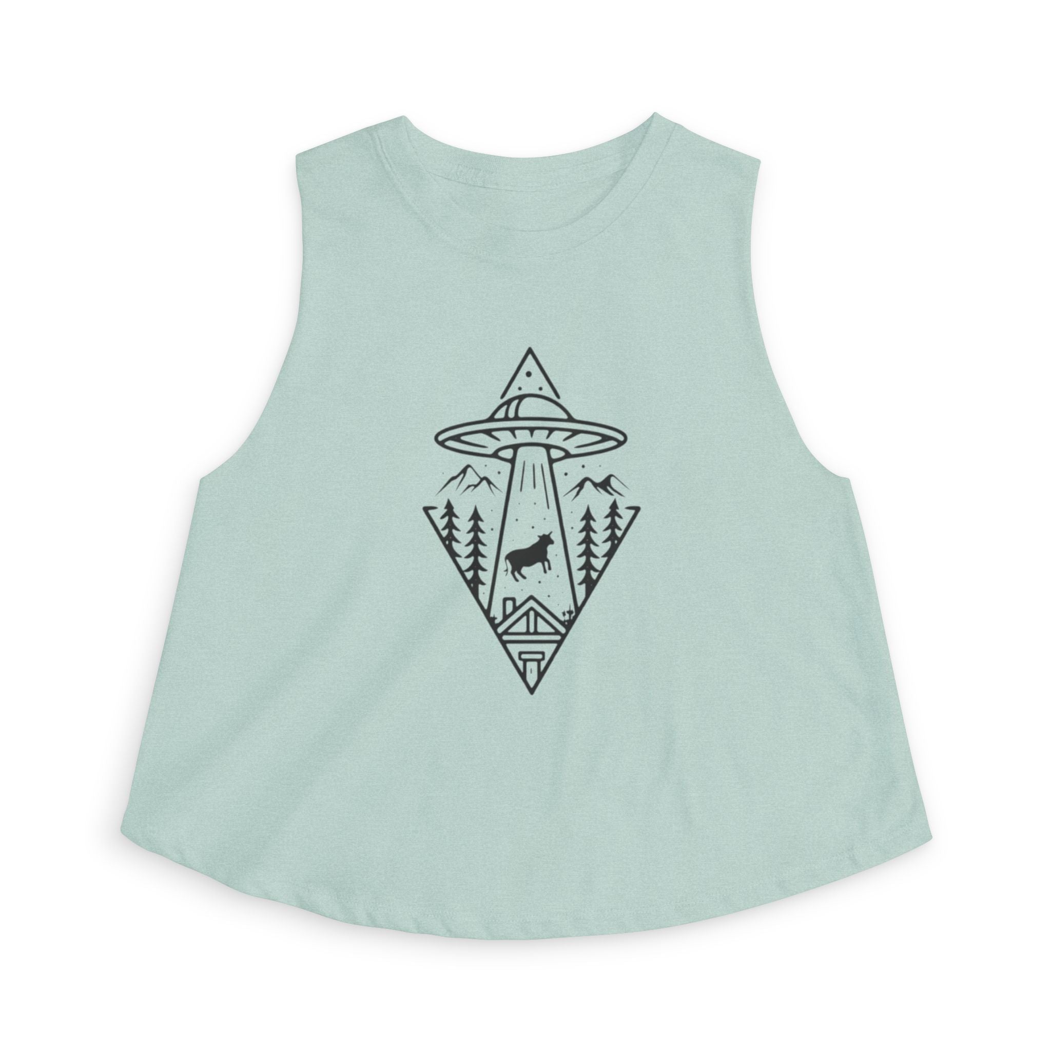 Crop Top | UFO Abduction Mountain Graphic