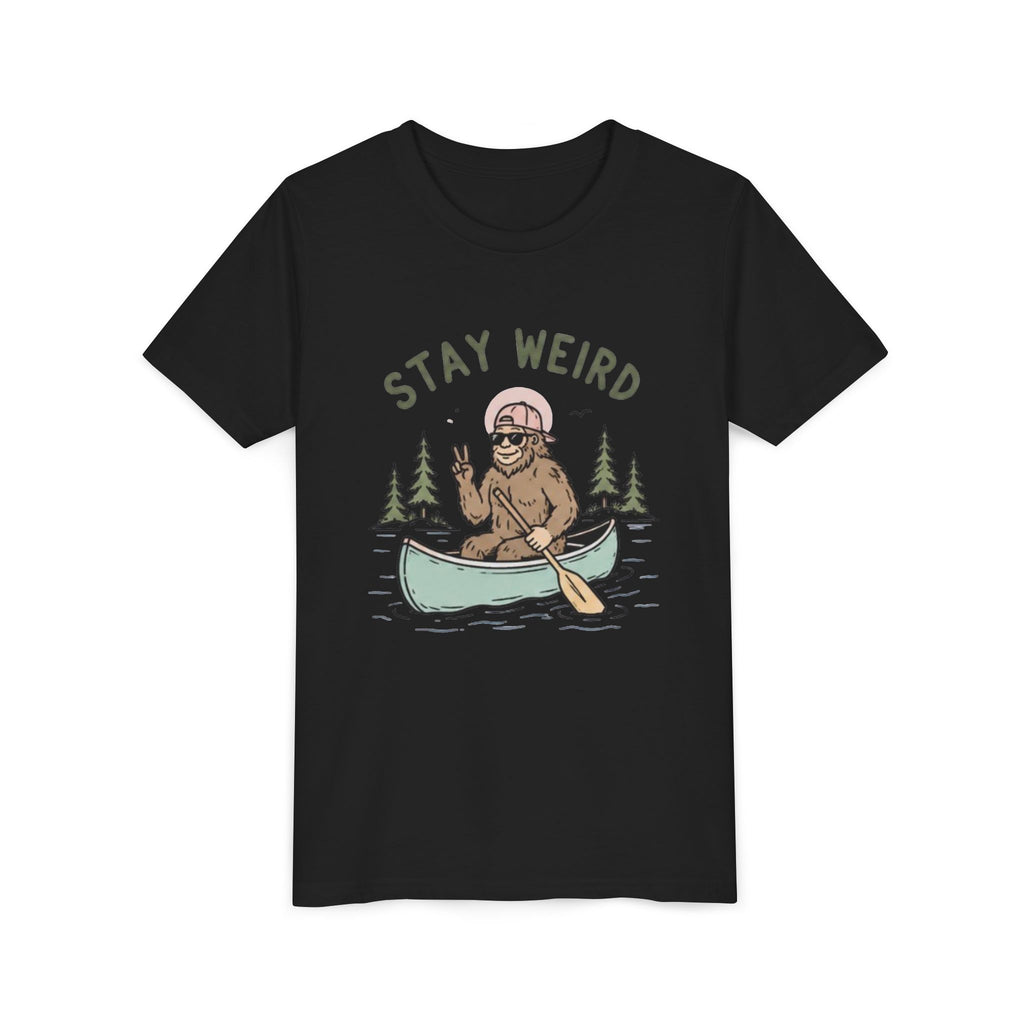 Youth T-Shirt | "Stay Weird" Canoe Bigfoot Graphic Tee