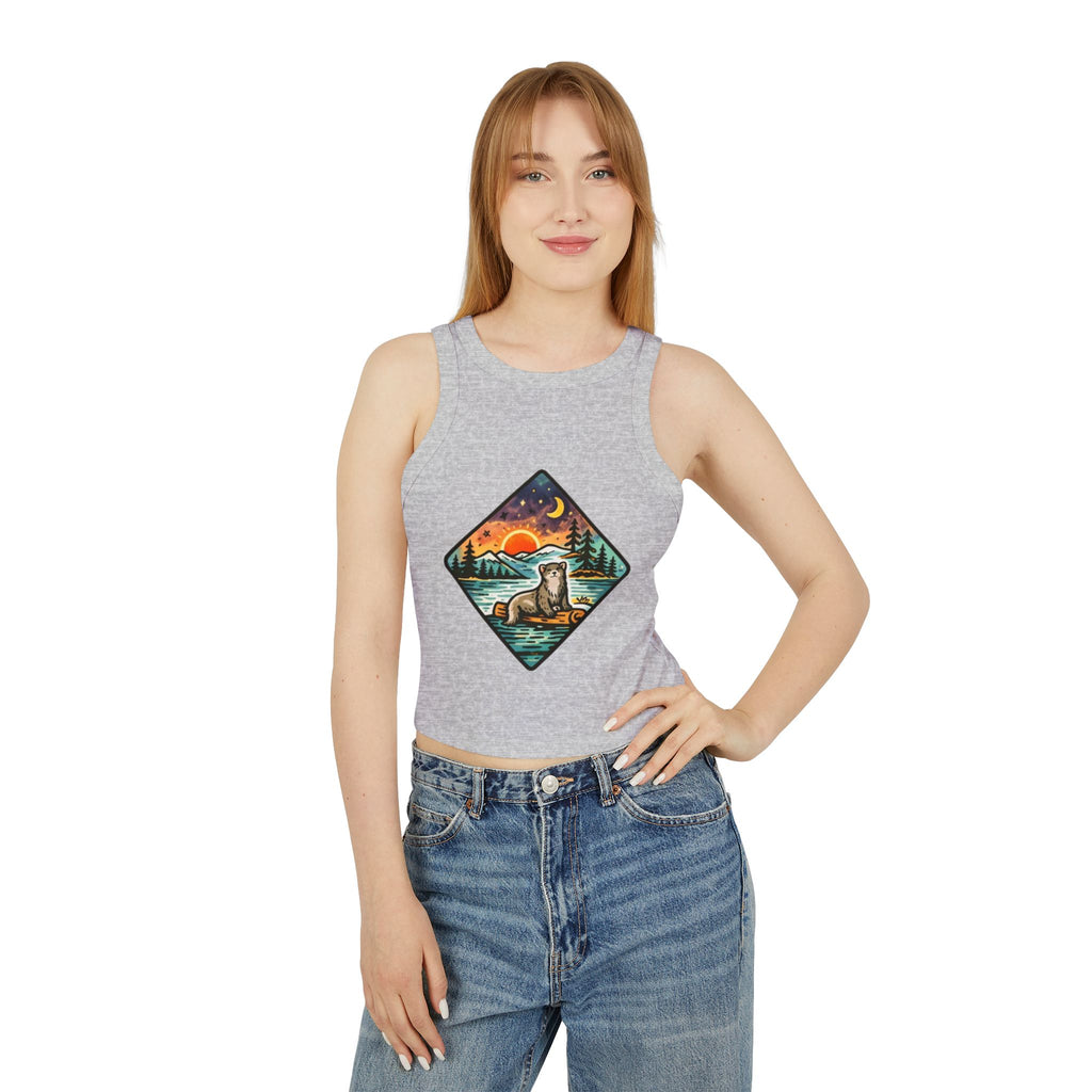 Otter Sunset Galaxy Racer Tank | Womens Ribbed Crop Tank Top