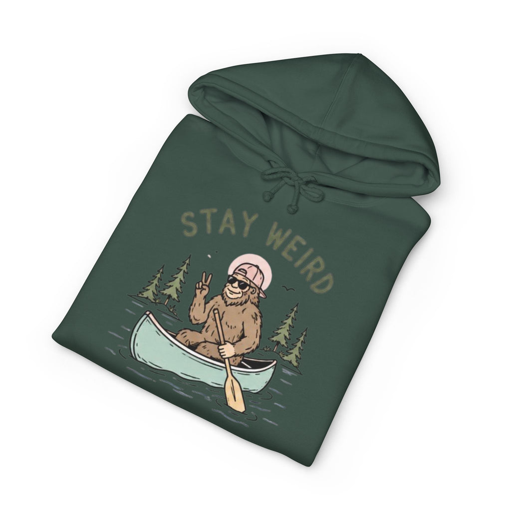 Stay Weird Canoe Hoodie | Bigfoot Paddling Graphic Sweatshirt