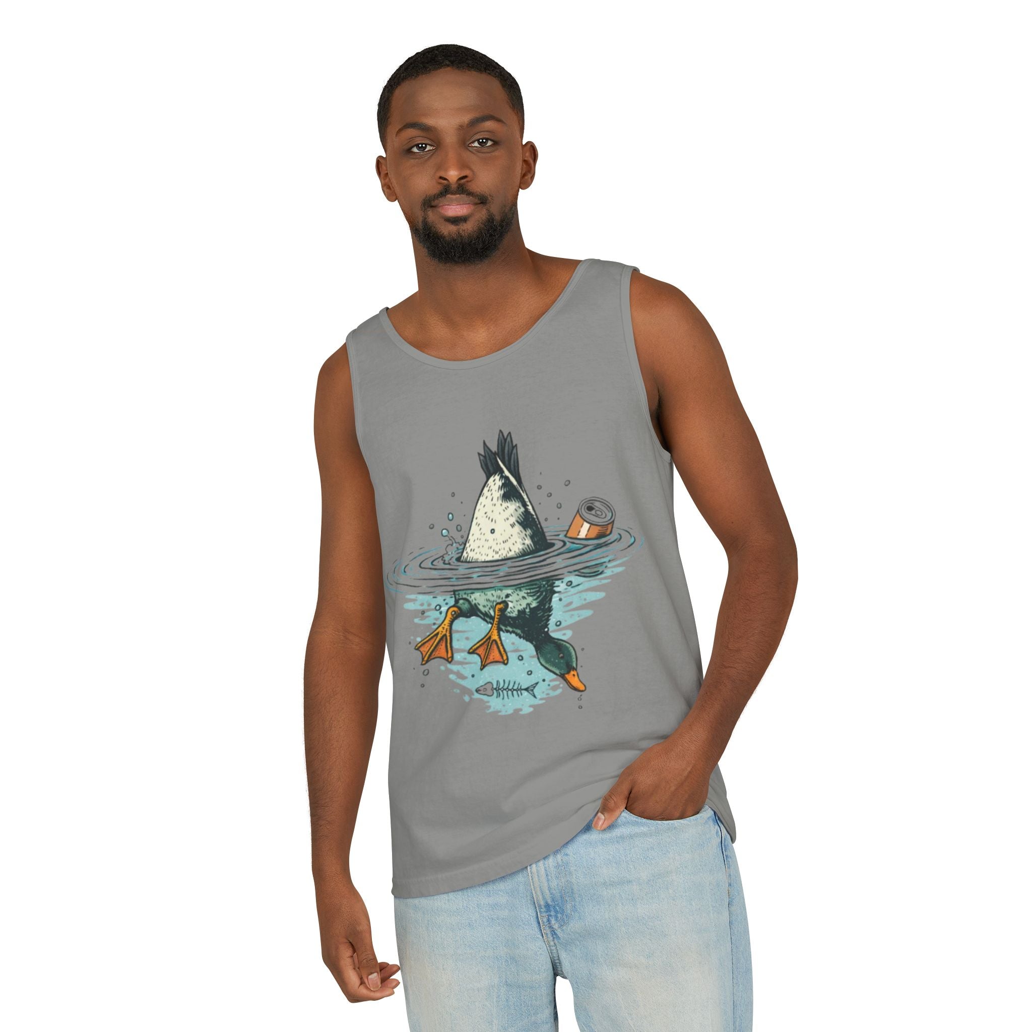 Duck Diving Tank Top | Funny Duck Butt Illustration Summer Tank
